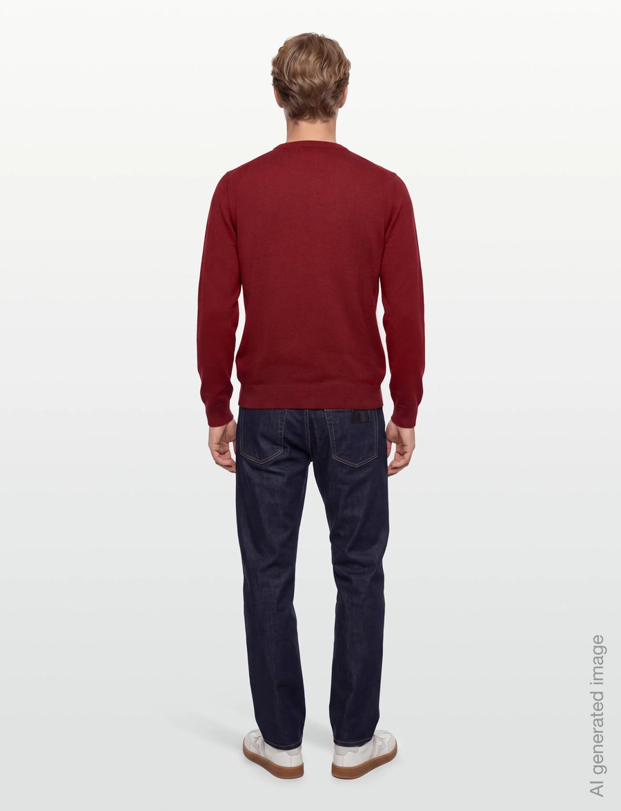 Gant - CLASSIC COTTON C-NECK - Ümara kaelusega - iron red melange - 4