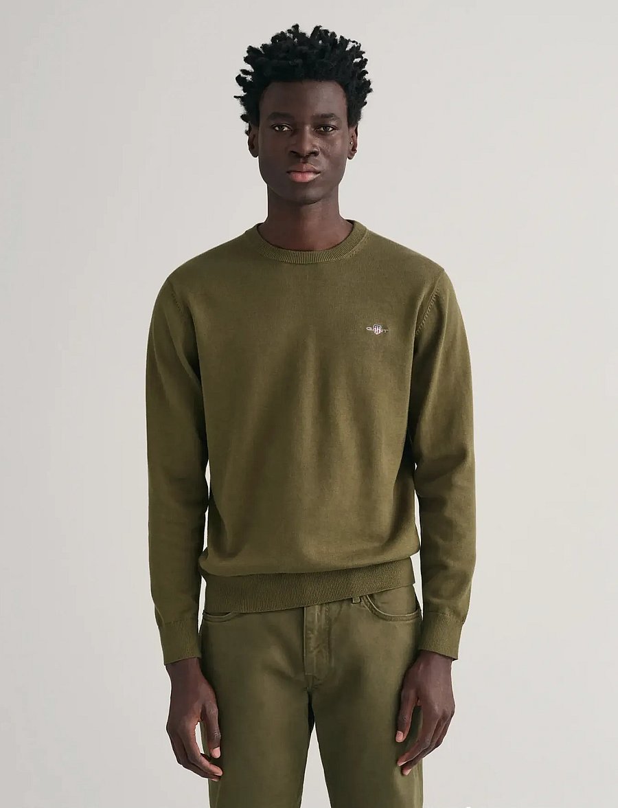 Gant - CLASSIC COTTON C-NECK - round necks - juniper green - 0