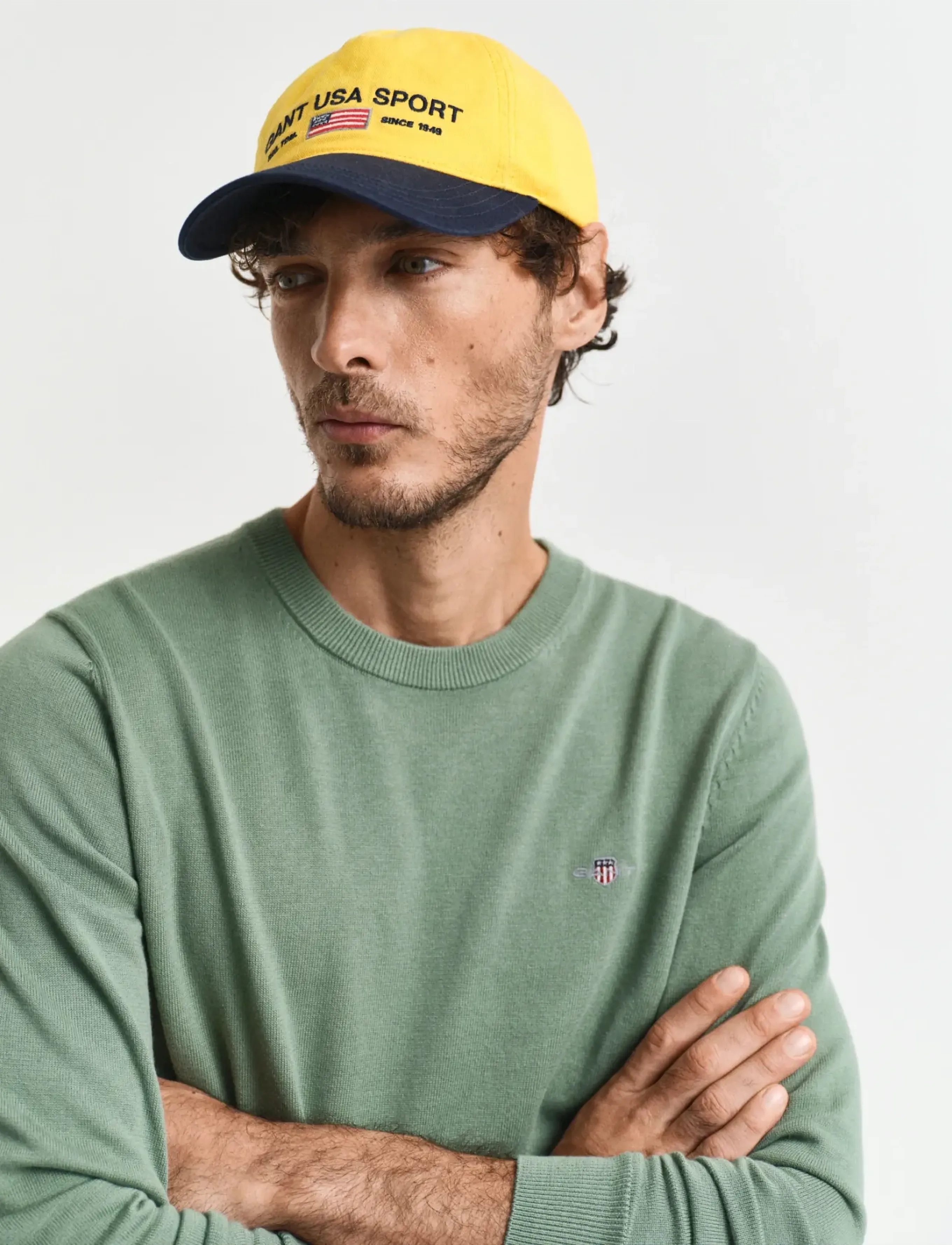 Gant - CLASSIC COTTON C-NECK - Ümmarguse kaelusega kudumid - kalamata green - 4