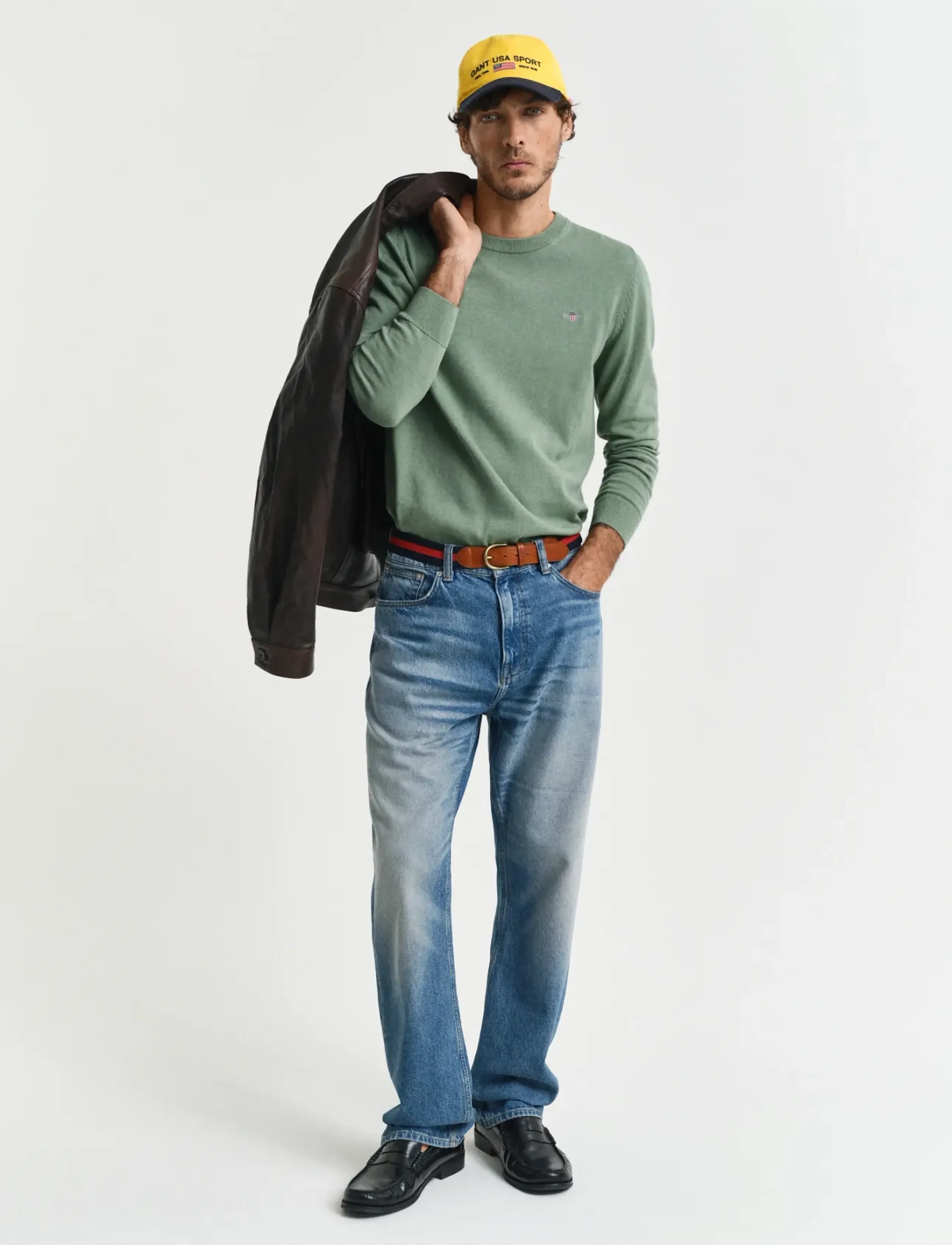 Gant - CLASSIC COTTON C-NECK - Ümmarguse kaelusega kudumid - kalamata green - 5