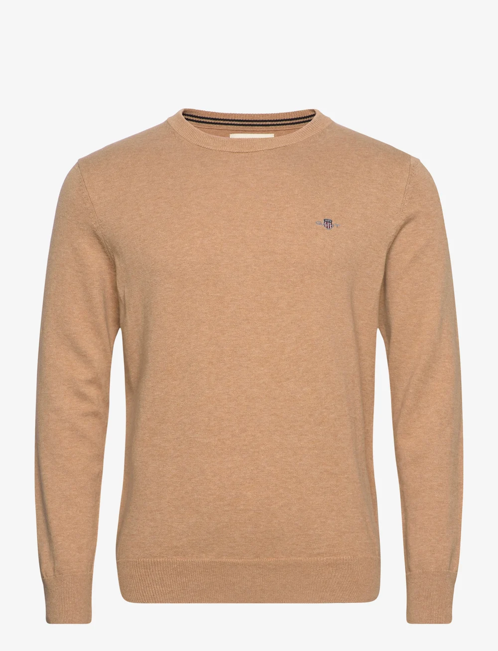 GANT - CLASSIC COTTON C-NECK - Ümmarguse kaelusega kudumid - khaki mel - 0