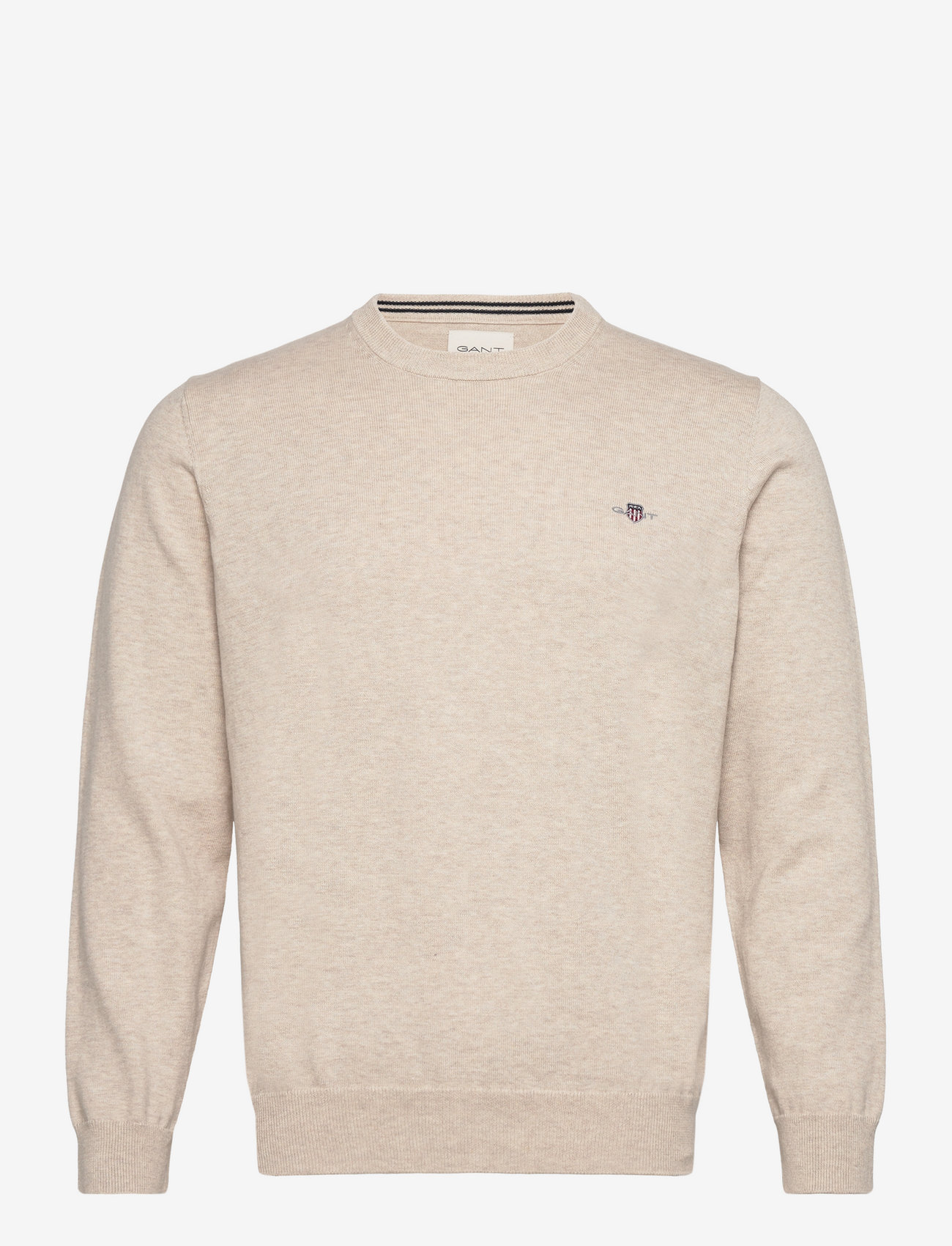 Gant - CLASSIC COTTON C-NECK - rundhals - light beige melange - 1