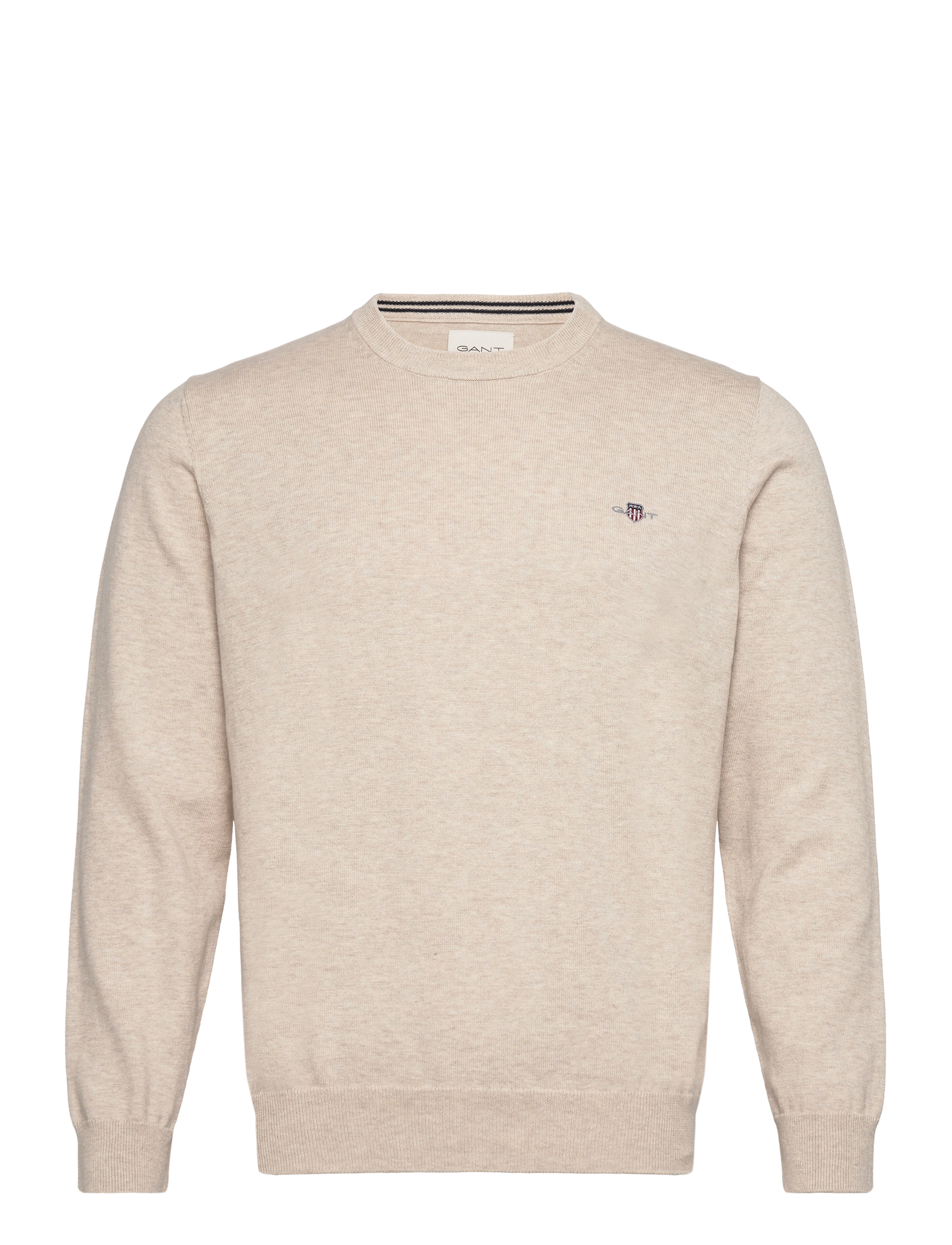 Gant CLASSIC COTTON C-NECK - Gant - LIGHT BEIGE MELANGE / beige
