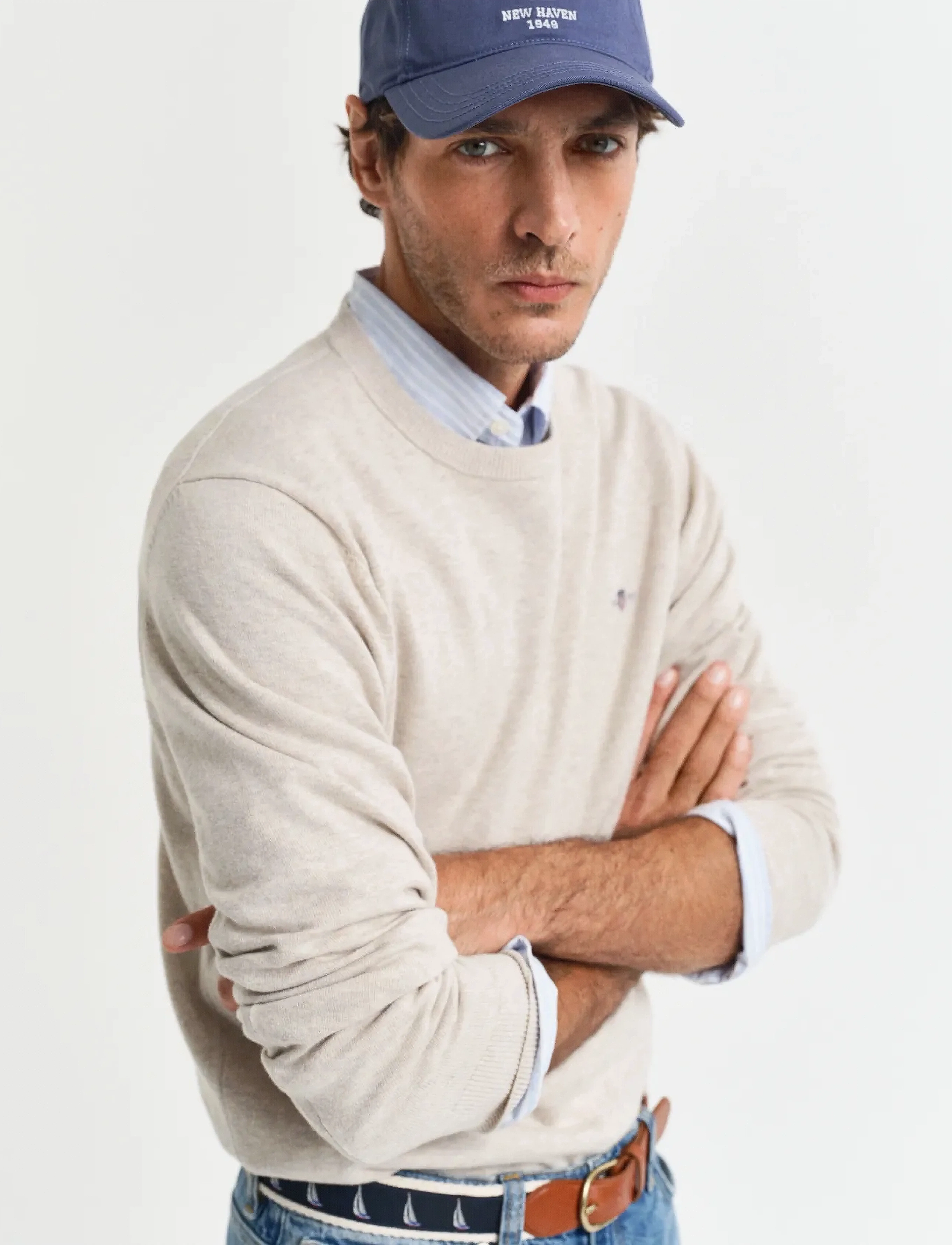 Gant Classic Cotton C-Neck långärmade t-shirts herr – bild 2