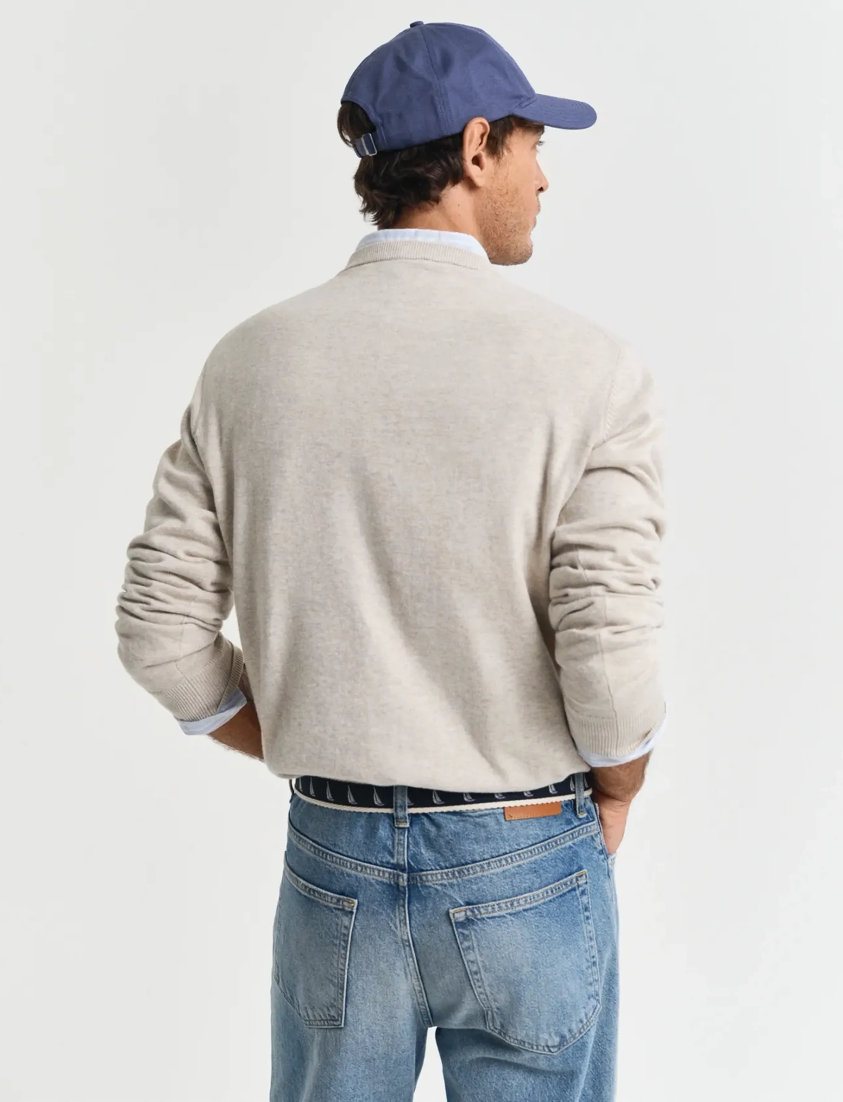 Gant - CLASSIC COTTON C-NECK - rundhals - light beige melange - 3