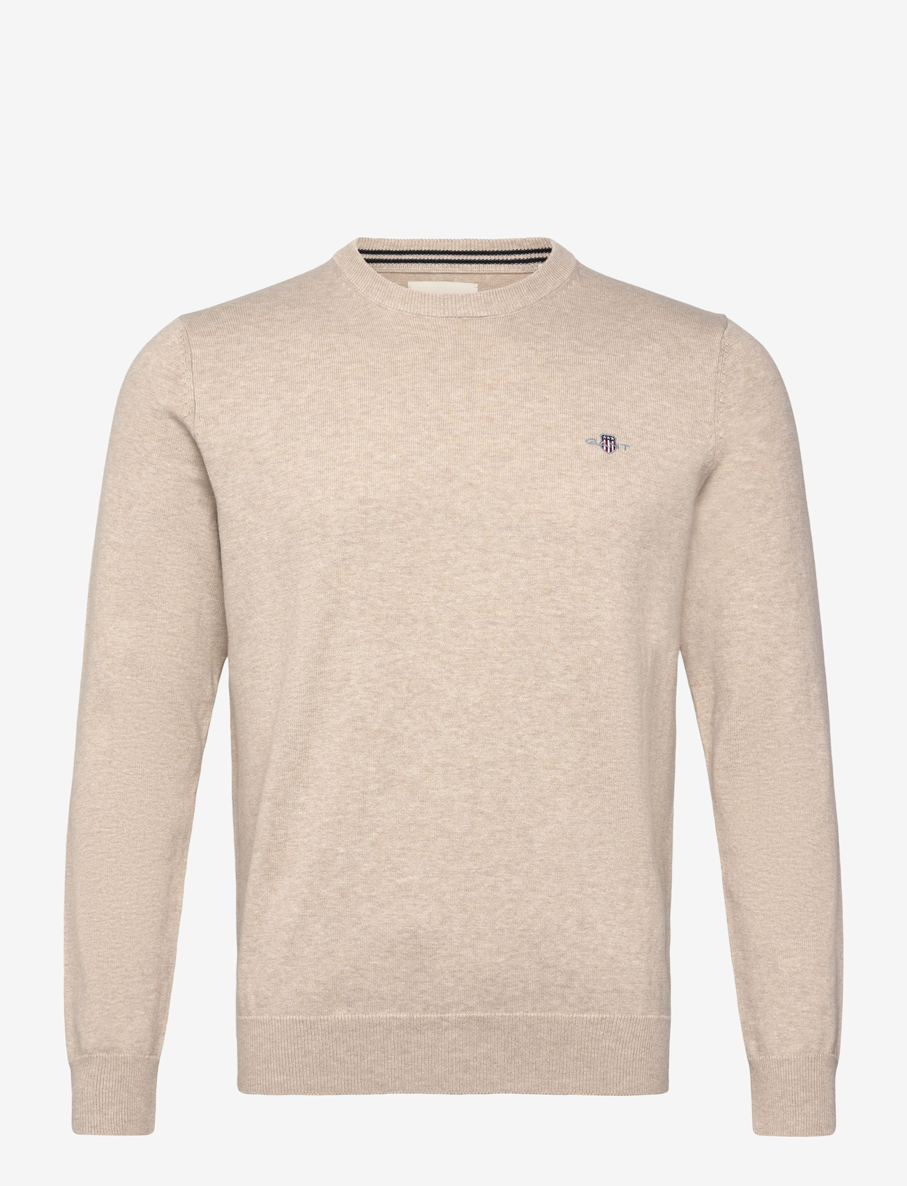 Gant - CLASSIC COTTON C-NECK - rund hals - oat melange - 1