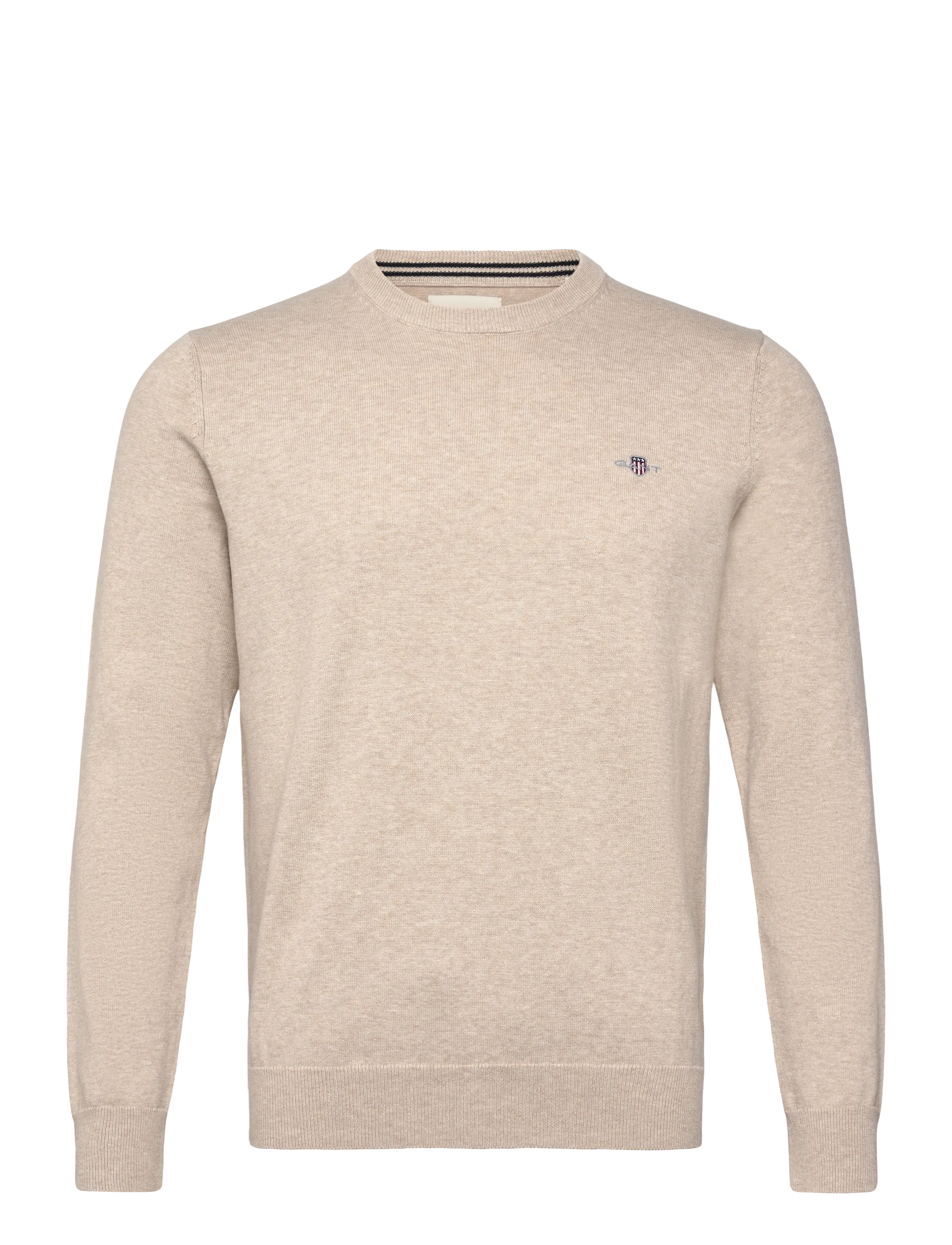 Gant CLASSIC COTTON C-NECK - Gant - OAT MELANGE / beige
