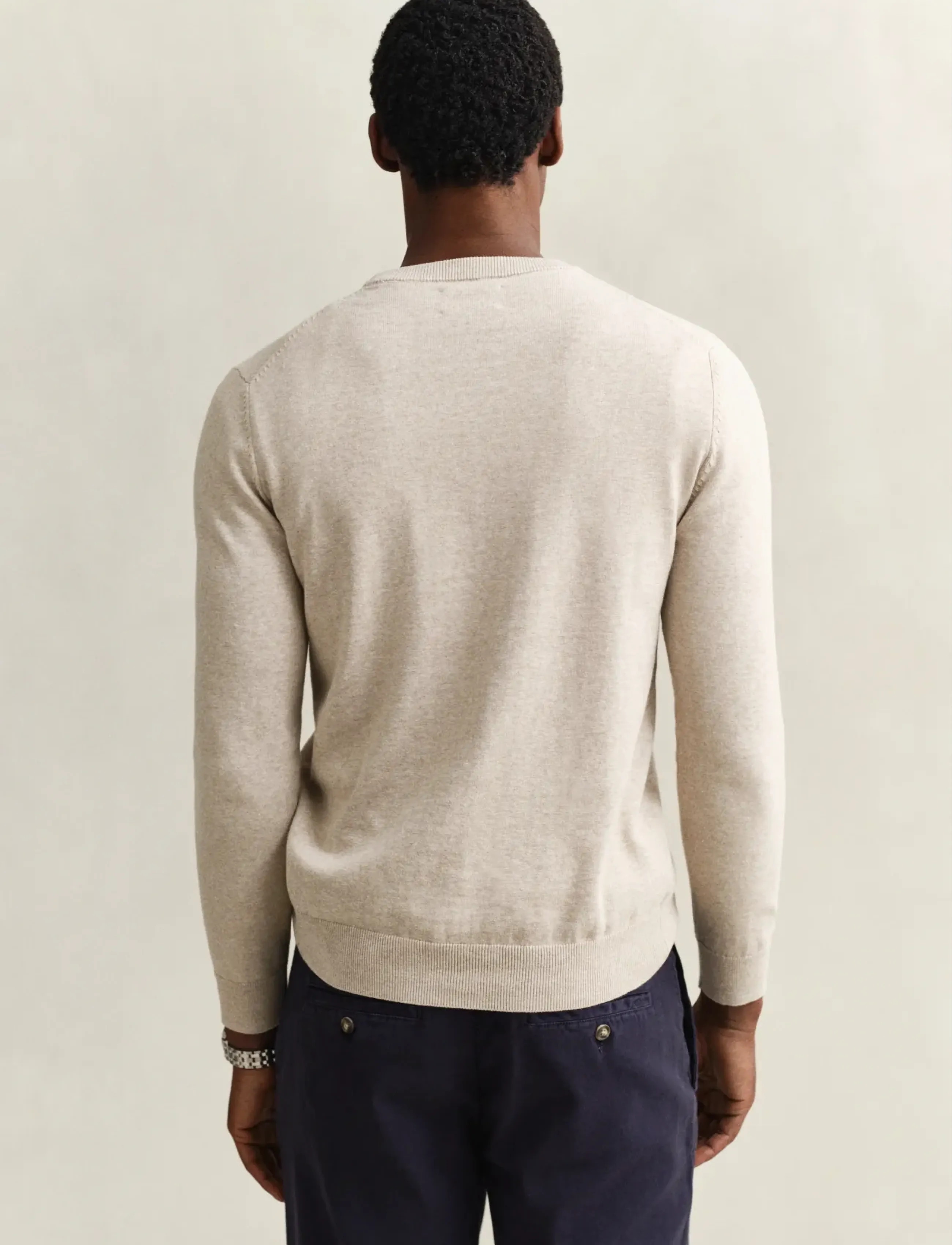 Gant - CLASSIC COTTON C-NECK - Ümmarguse kaelusega kudumid - oat melange - 3