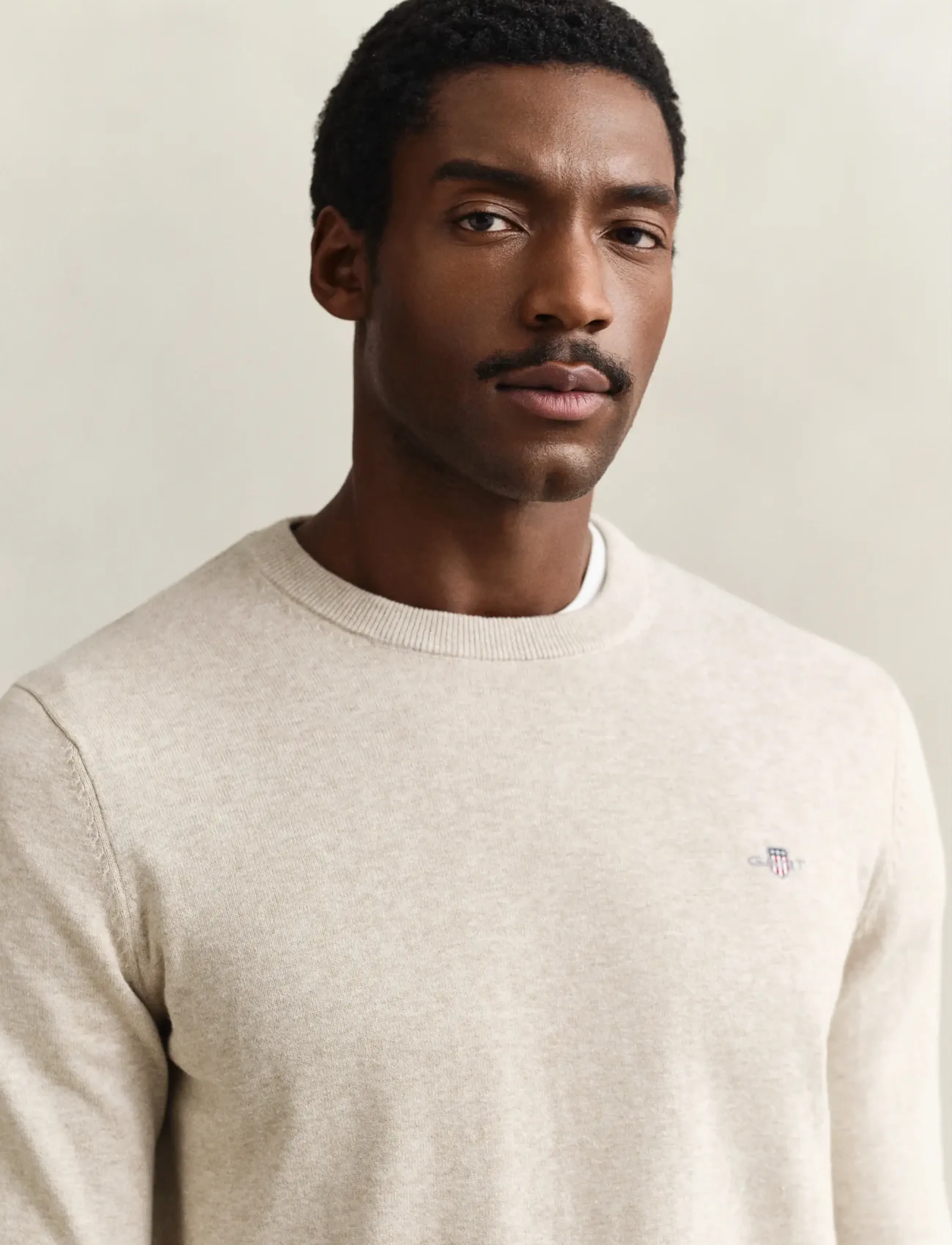 Gant - CLASSIC COTTON C-NECK - Ümmarguse kaelusega kudumid - oat melange - 4