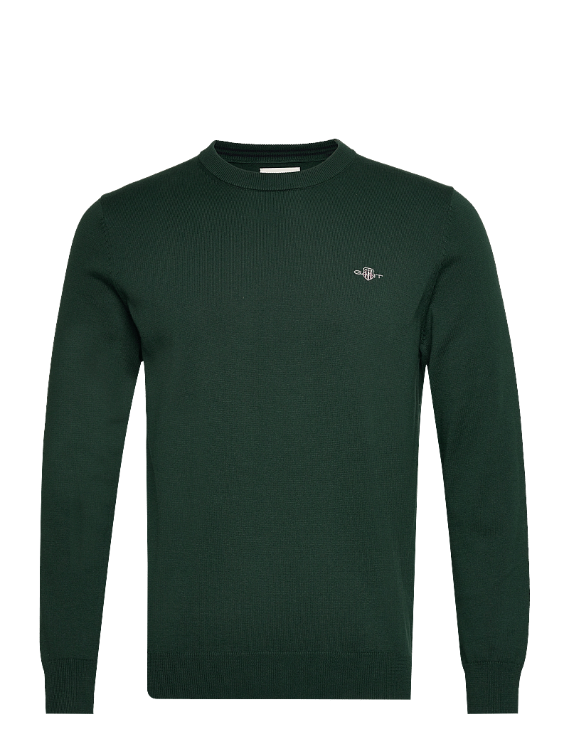 GANT - CLASSIC COTTON C-NECK - knitted round necks - tartan green - 1