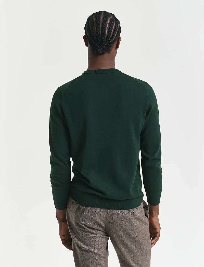 GANT - CLASSIC COTTON C-NECK - knitted round necks - tartan green - 3