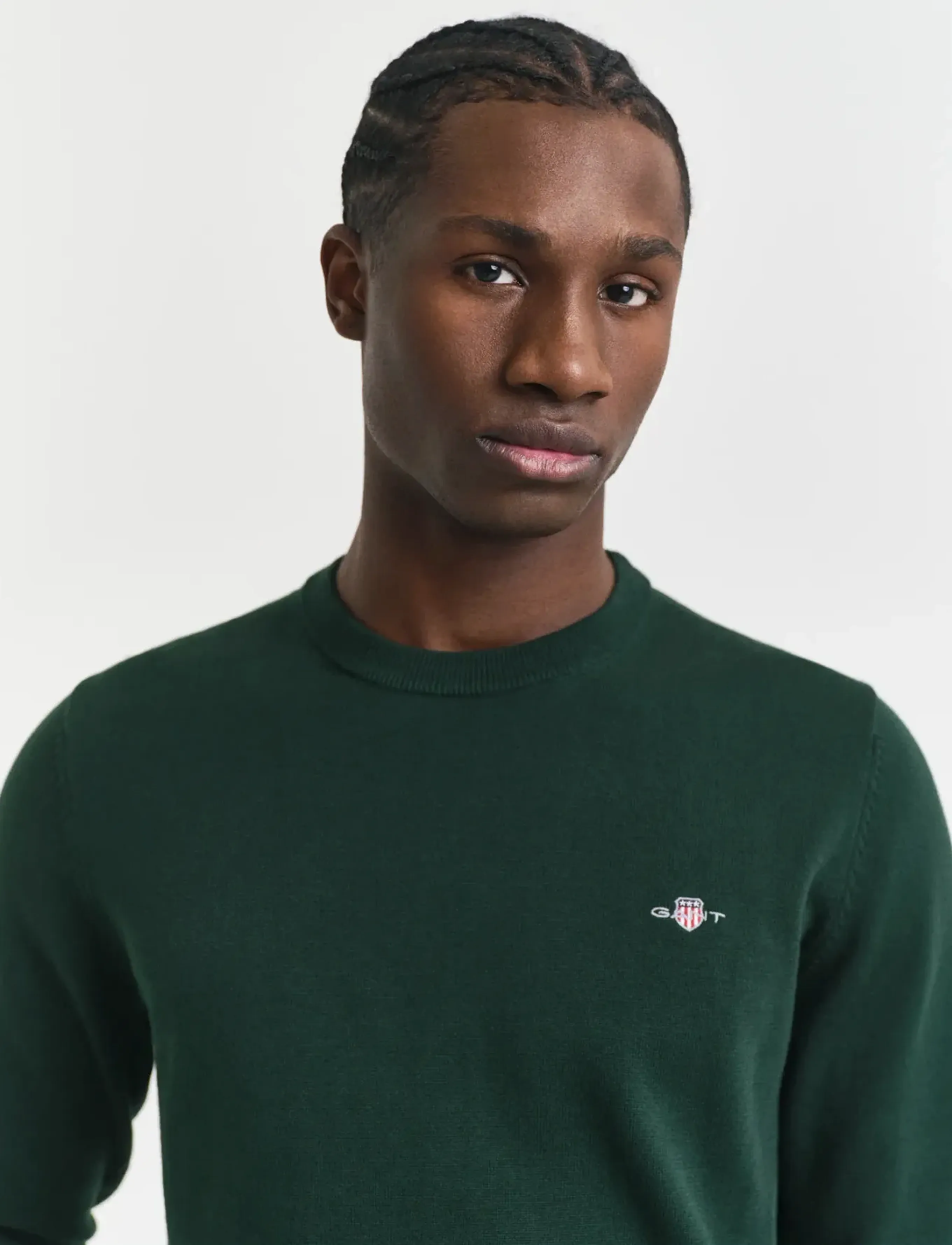 Gant - CLASSIC COTTON C-NECK - round necks - tartan green - 4