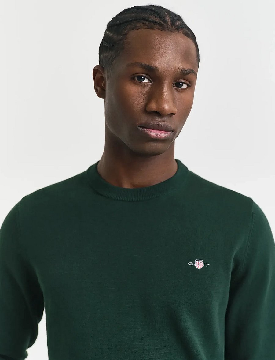 Gant - CLASSIC COTTON C-NECK - round necks - tartan green - 4