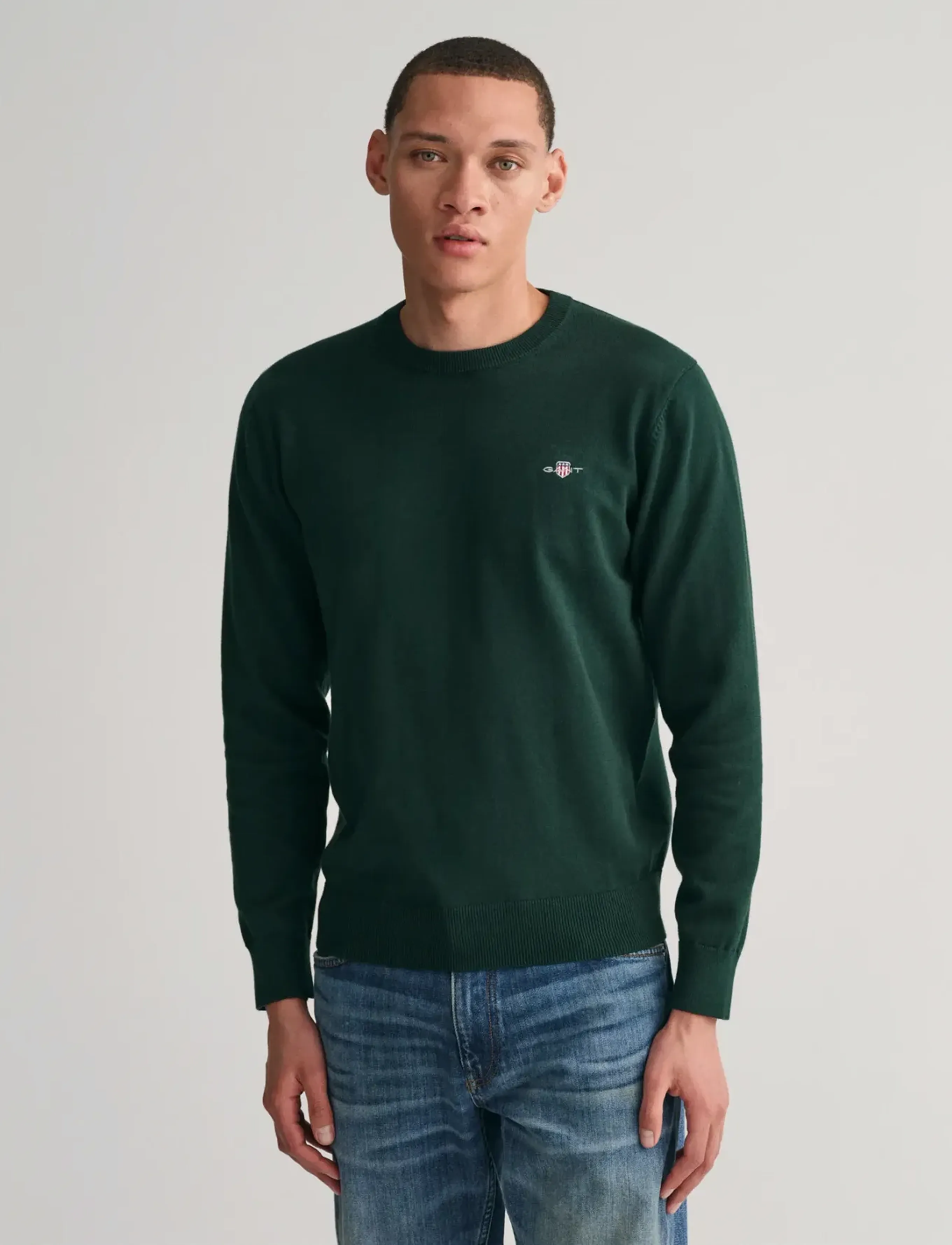 Gant Classic Cotton C-Neck långärmade t-shirts herr – bild 5