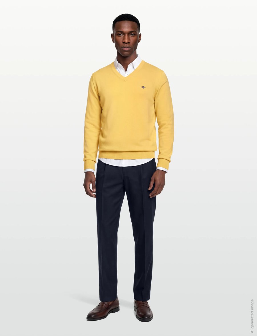 Gant - CLASSIC COTTON V-NECK - swetry w serek - banana yellow - 0