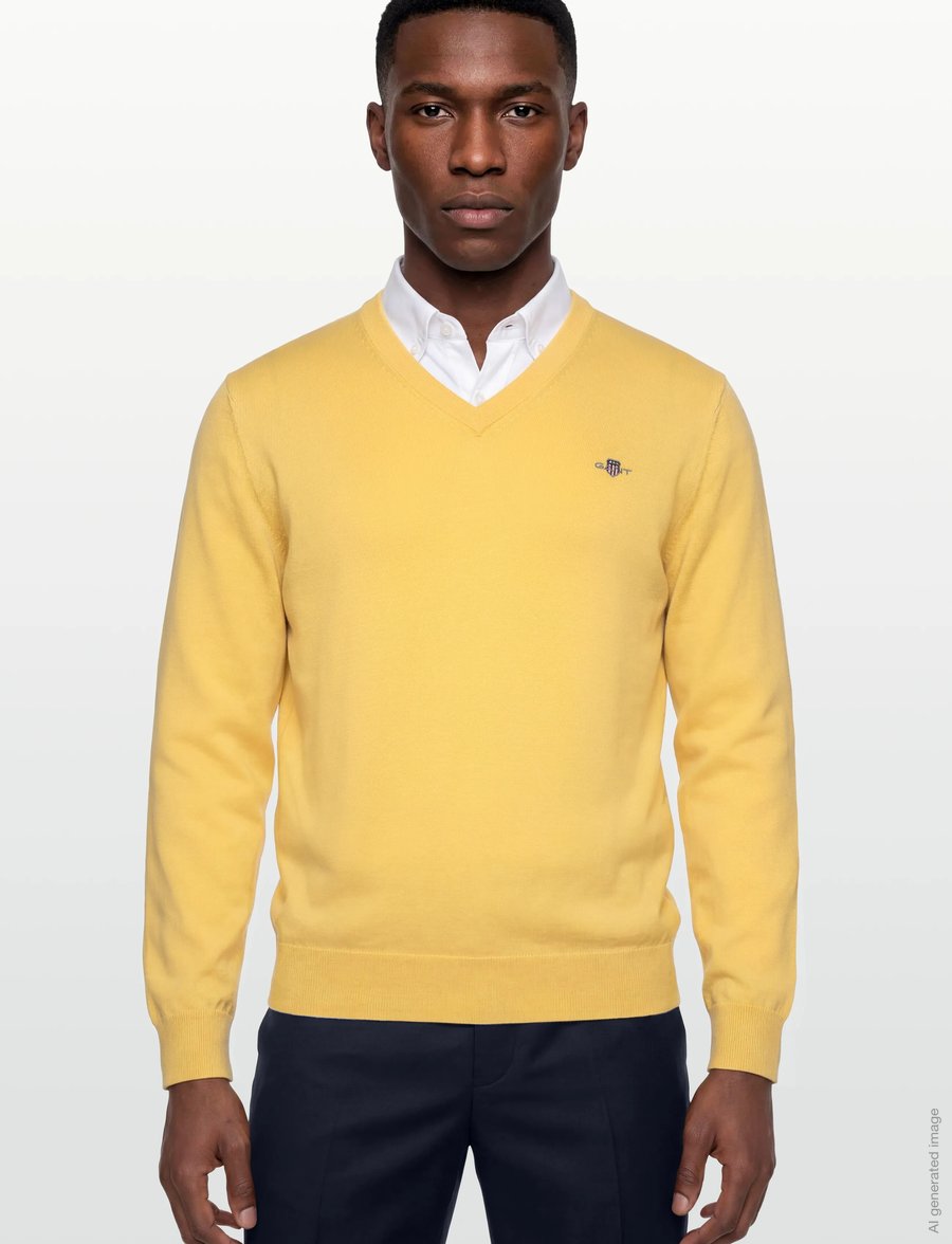 Gant - CLASSIC COTTON V-NECK - swetry w serek - banana yellow - 3