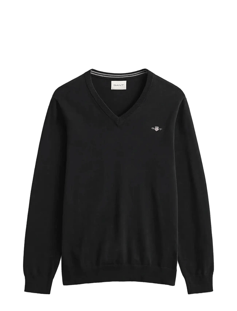 GANT - CLASSIC COTTON V-NECK - v-ringat - black - 1