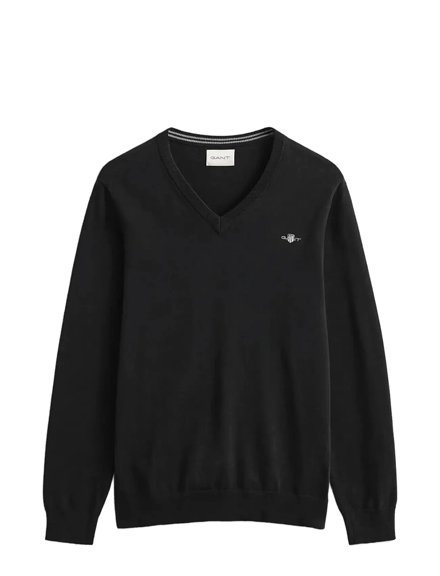 Gant - CLASSIC COTTON V-NECK - v-ausschnitt - black - 1