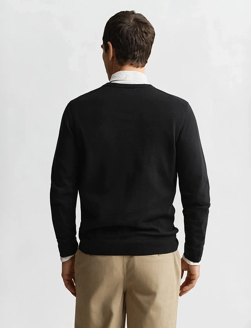 GANT - CLASSIC COTTON V-NECK - v-ringat - black - 3