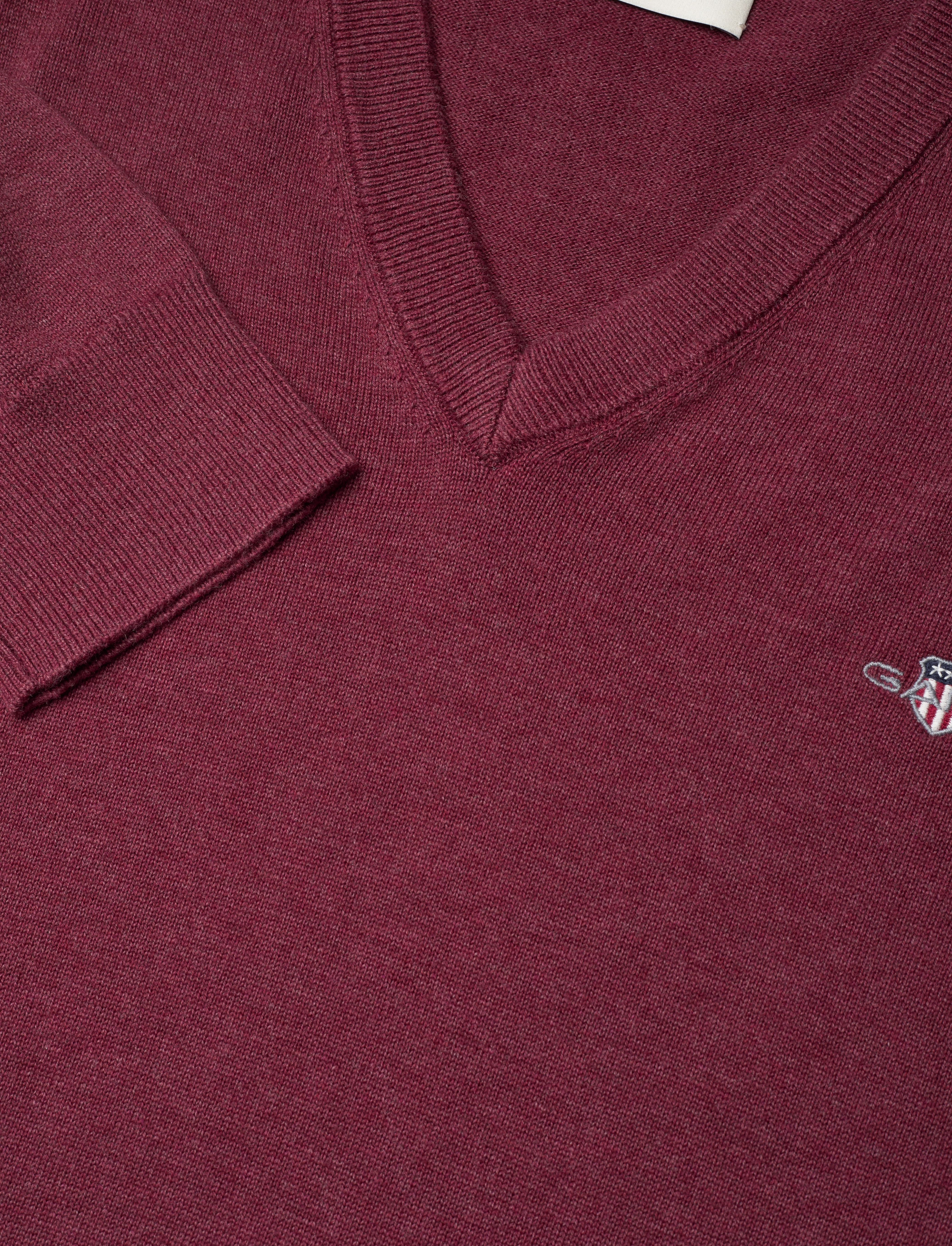 Gant - CLASSIC COTTON V-NECK - trøjer - bordeaux melange - 2