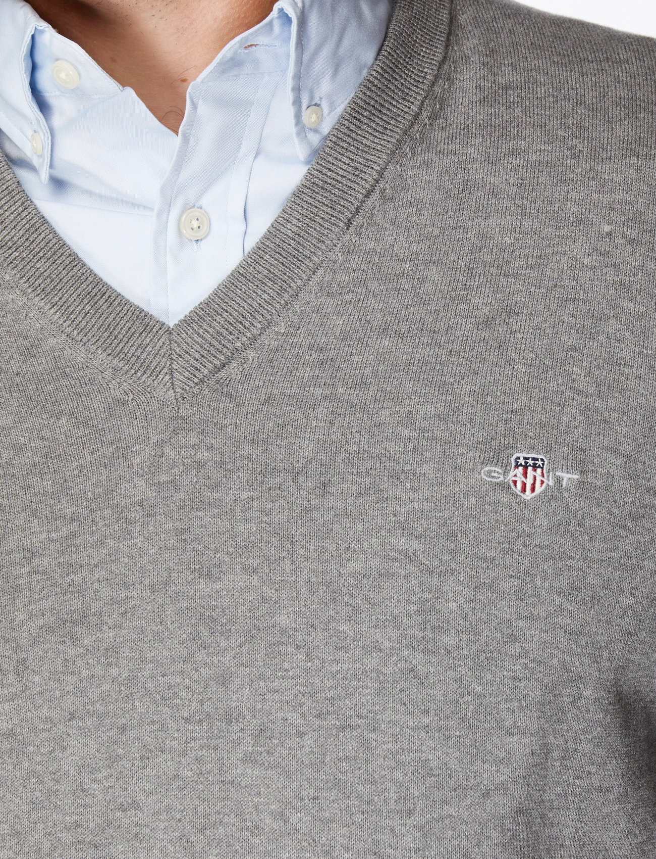 GANT - CLASSIC COTTON V-NECK - v-ausschnitt - dark grey melange - 5