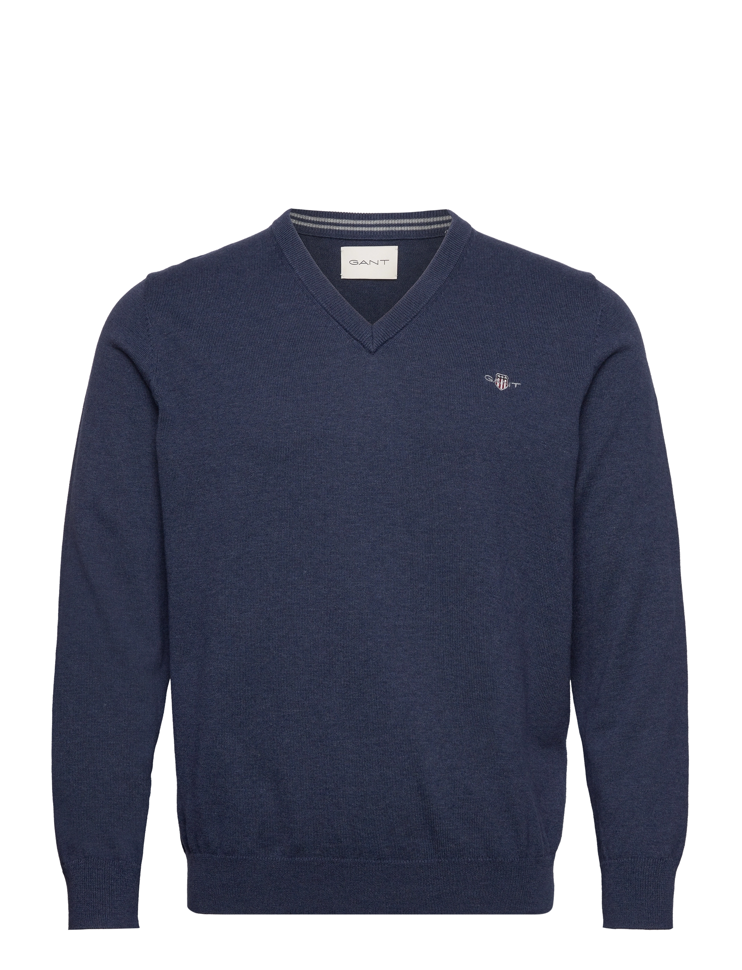 GANT - CLASSIC COTTON V-NECK - v-kaelusega kudumid - dark jeansblue melange - 1