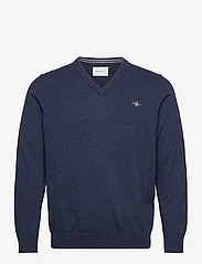 GANT - CLASSIC COTTON V-NECK - knitted v-necks - dark jeansblue melange - 0