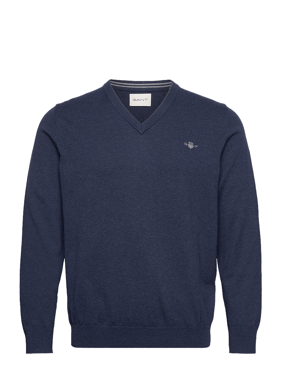 Gant - CLASSIC COTTON V-NECK - v-kaelusega kudumid - dark jeansblue melange - 1