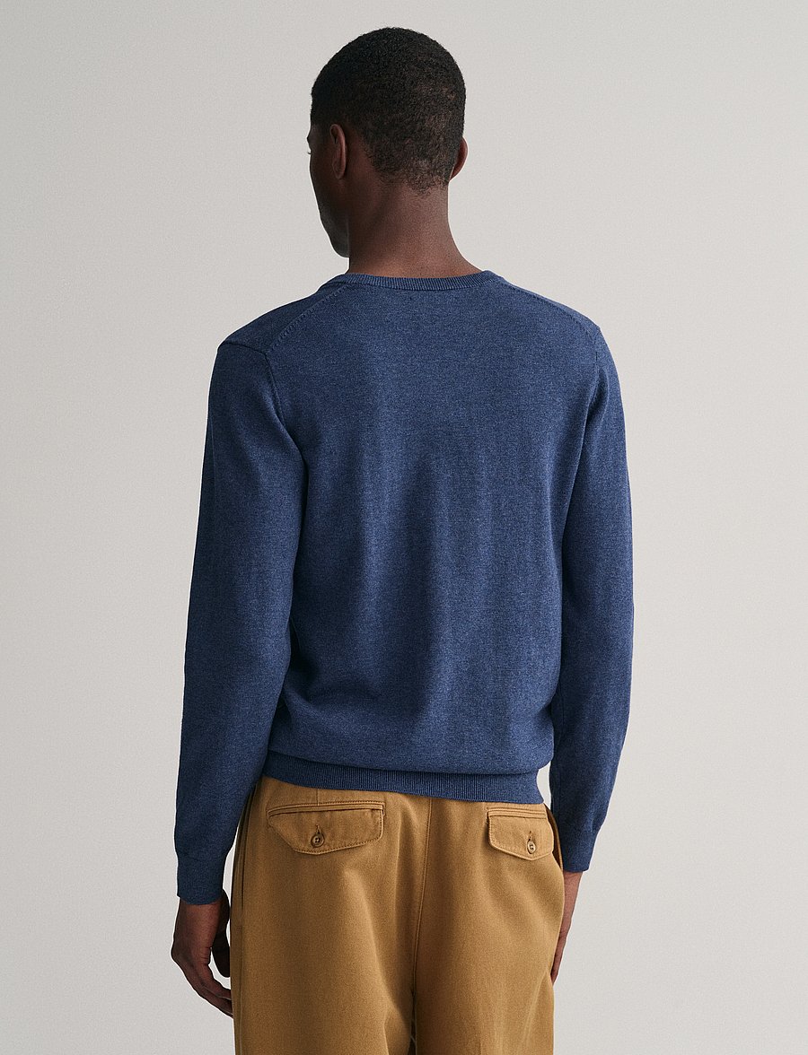 Gant - CLASSIC COTTON V-NECK - v-kaelusega kudumid - dark jeansblue melange - 3