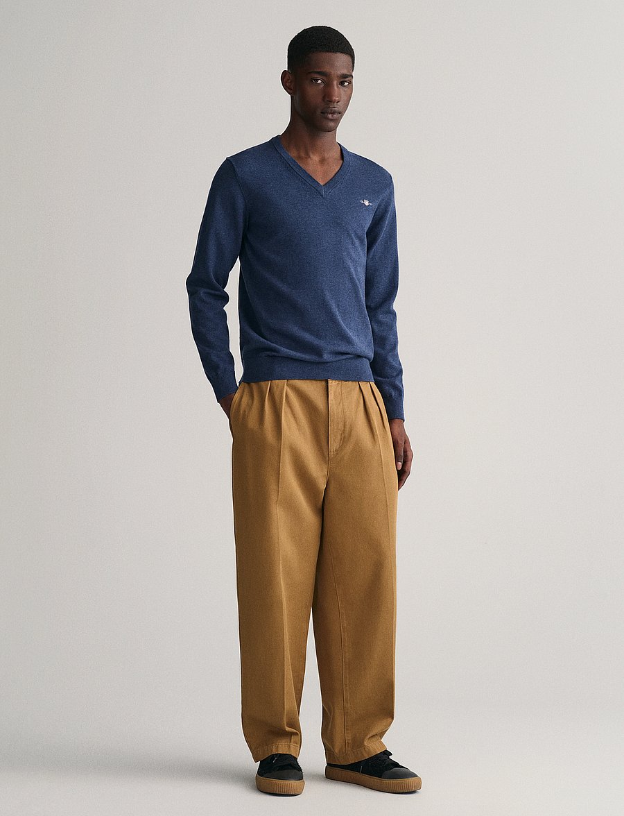 Gant - CLASSIC COTTON V-NECK - v-kaelusega kudumid - dark jeansblue melange - 5