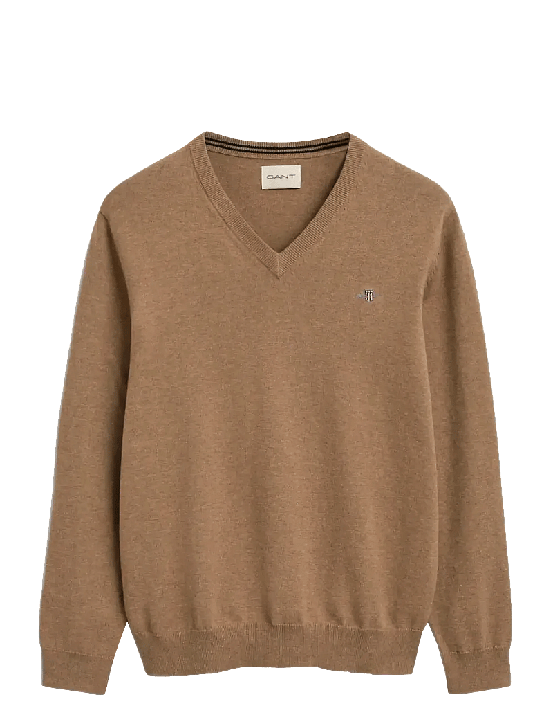 GANT - CLASSIC COTTON V-NECK - v-ringat - dk. sand melange - 0