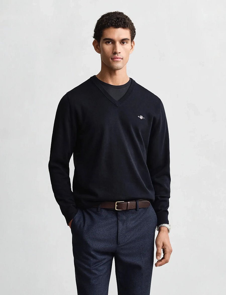 Gant - CLASSIC COTTON V-NECK - pulls col v - evening blue - 0