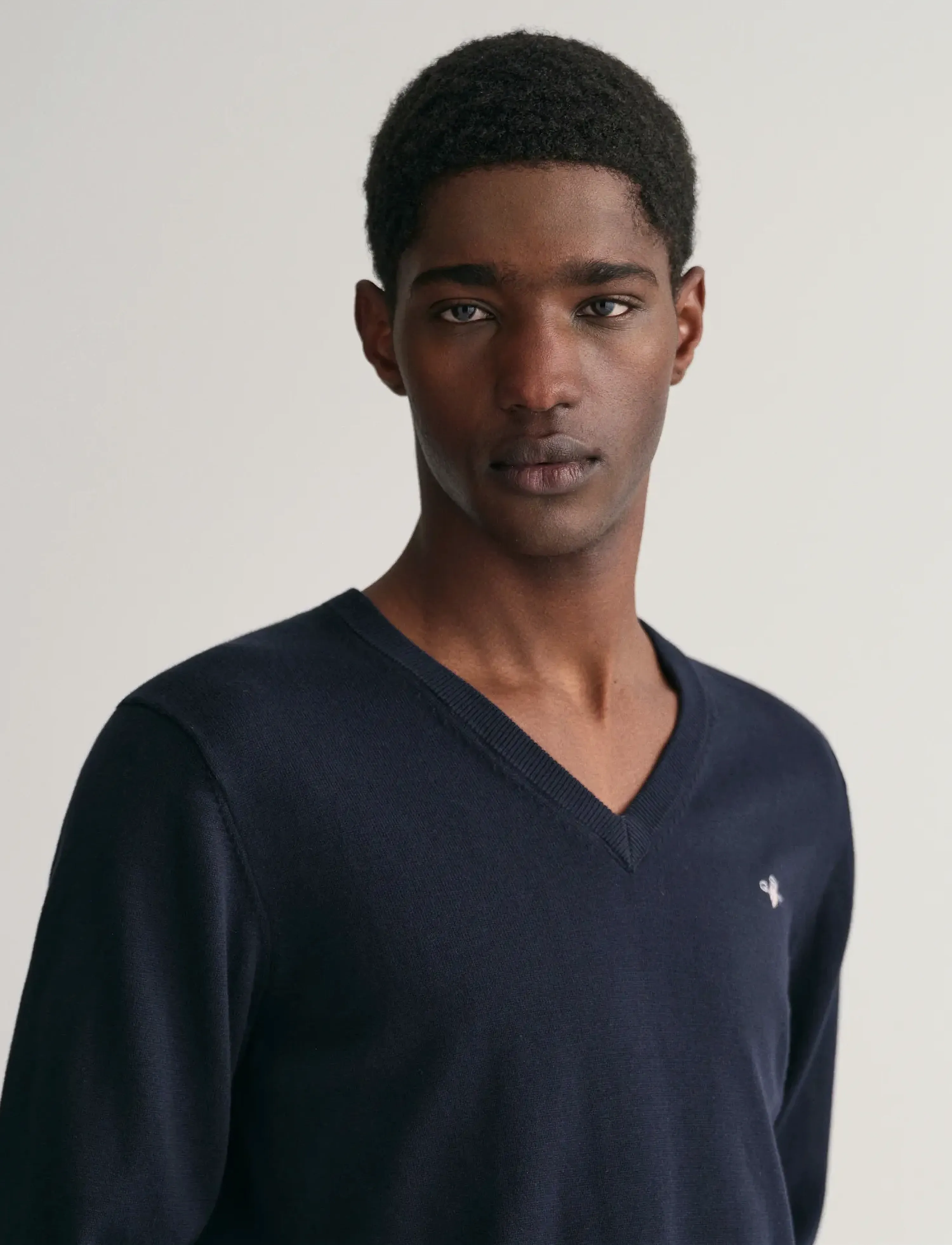 Gant Classic Cotton V-Neck stickade tröjor herr – bild 7