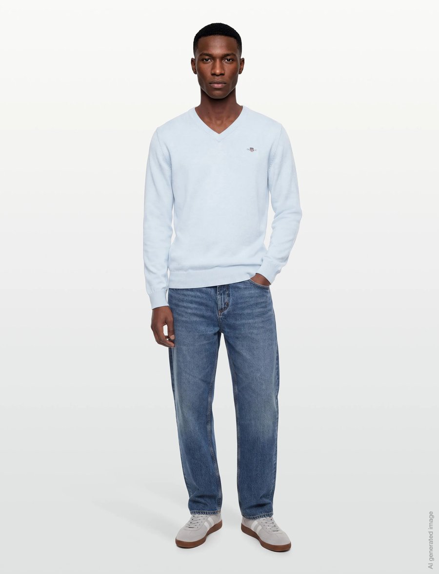 Gant - CLASSIC COTTON V-NECK - v-ausschnitt - fresh blue - 0