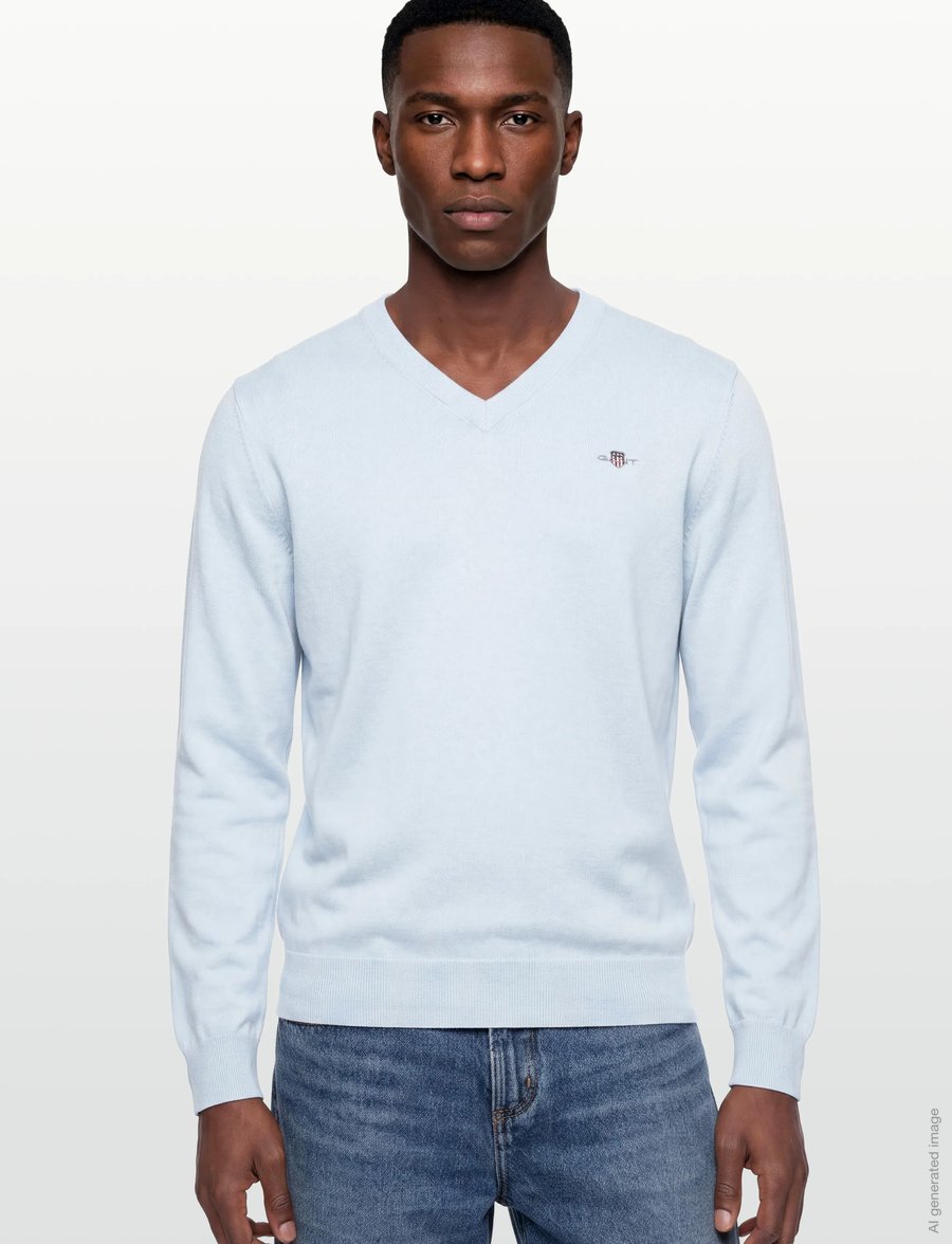 Gant - CLASSIC COTTON V-NECK - v-ausschnitt - fresh blue - 3