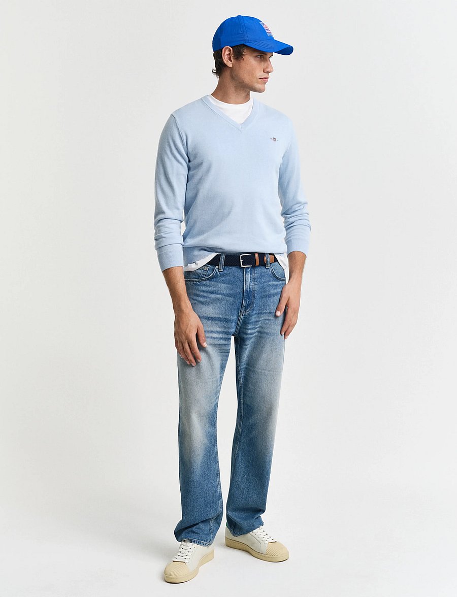 Gant - CLASSIC COTTON V-NECK - v-ausschnitt - fresh blue - 2