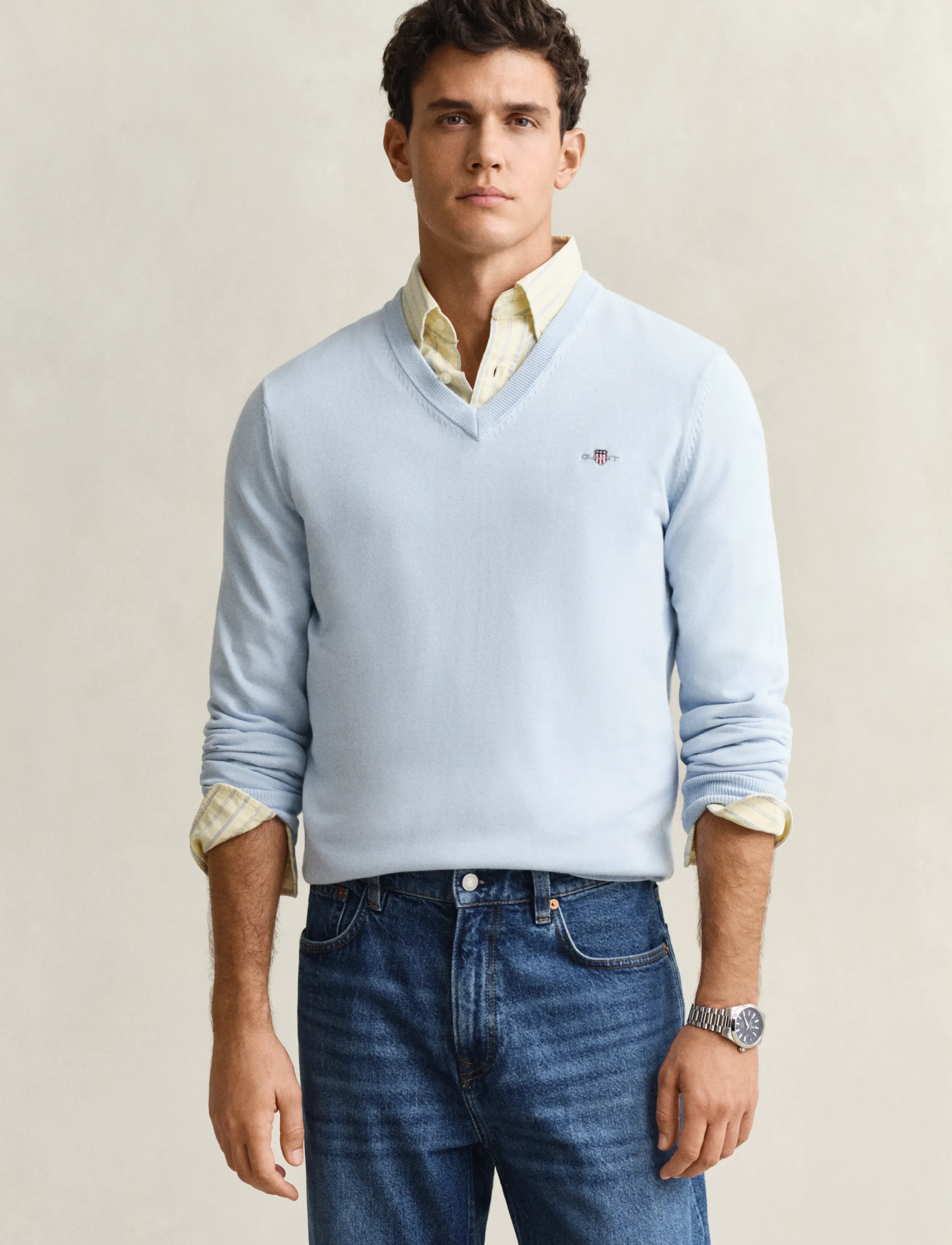 Gant - CLASSIC COTTON V-NECK - v-ausschnitt - fresh blue - 3