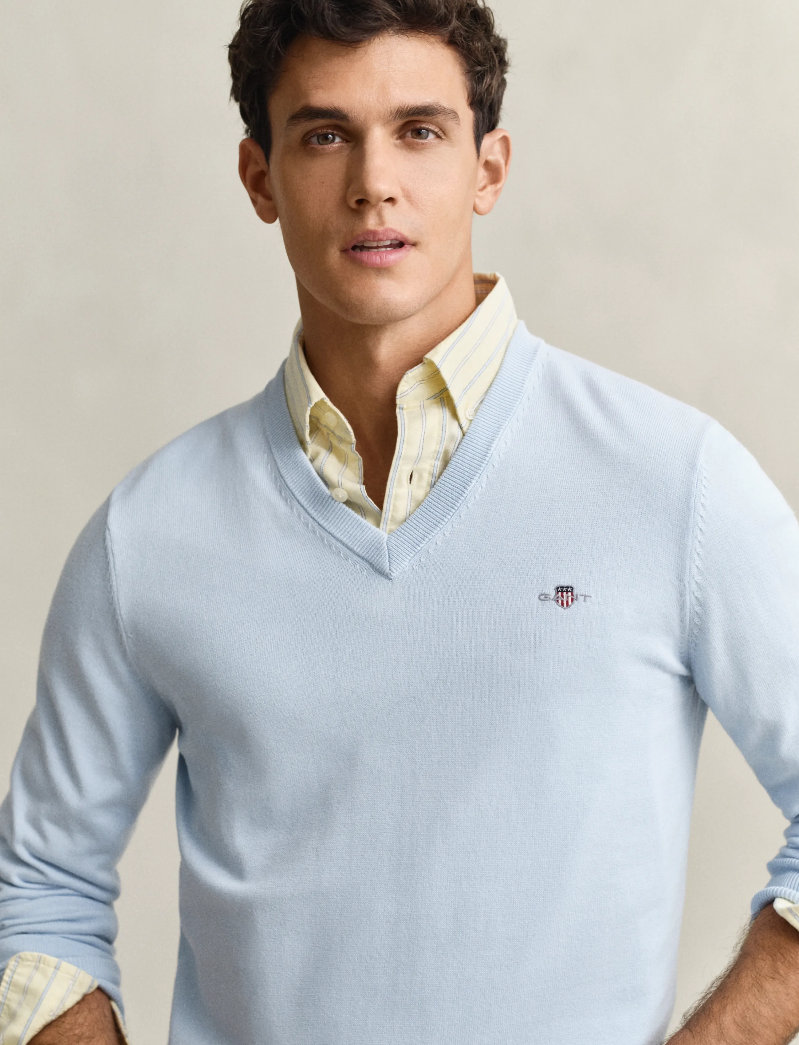 Gant - CLASSIC COTTON V-NECK - v-ausschnitt - fresh blue - 5