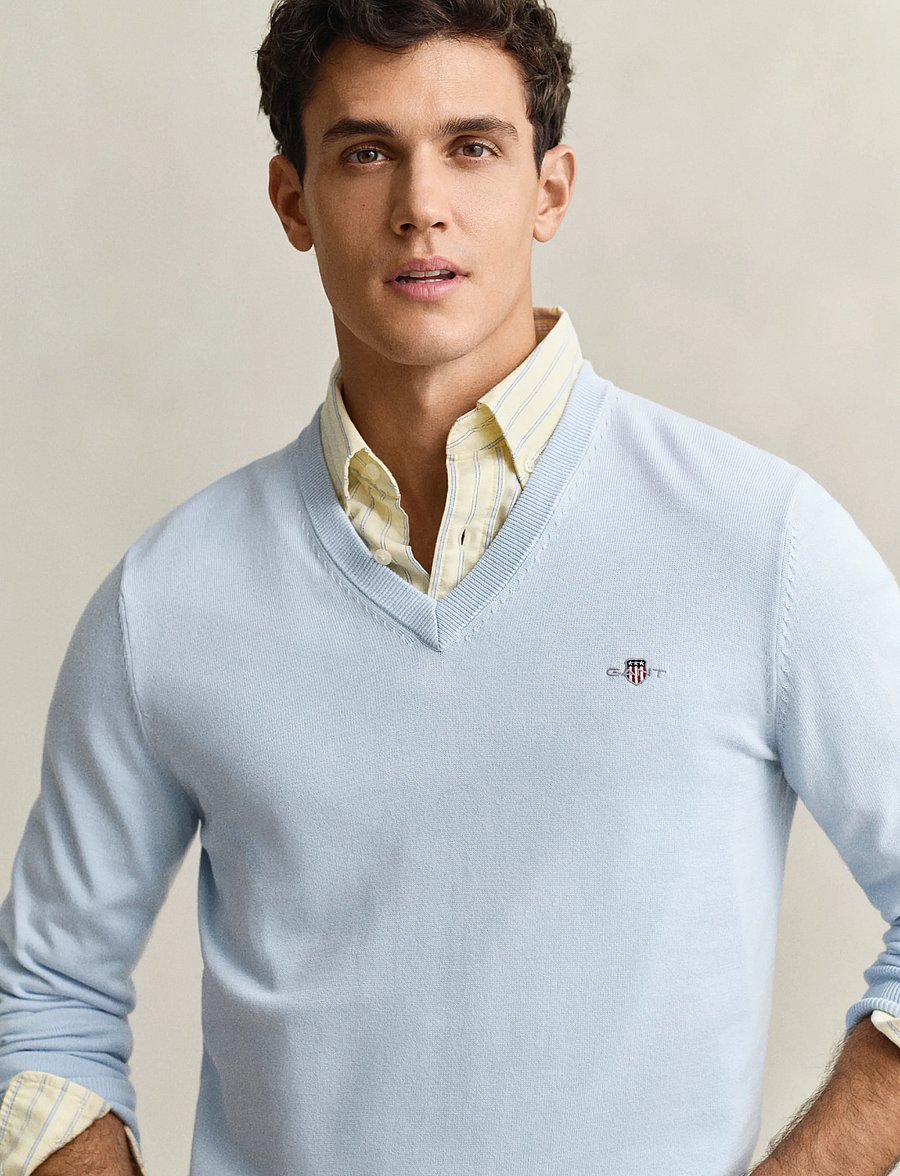 Gant - CLASSIC COTTON V-NECK - v-ausschnitt - fresh blue - 5