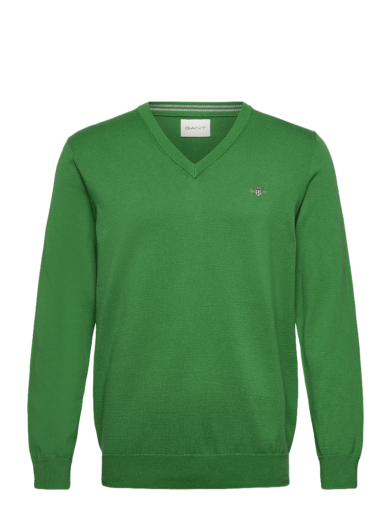 GANT - CLASSIC COTTON V-NECK - v-ringat - grass green - 0