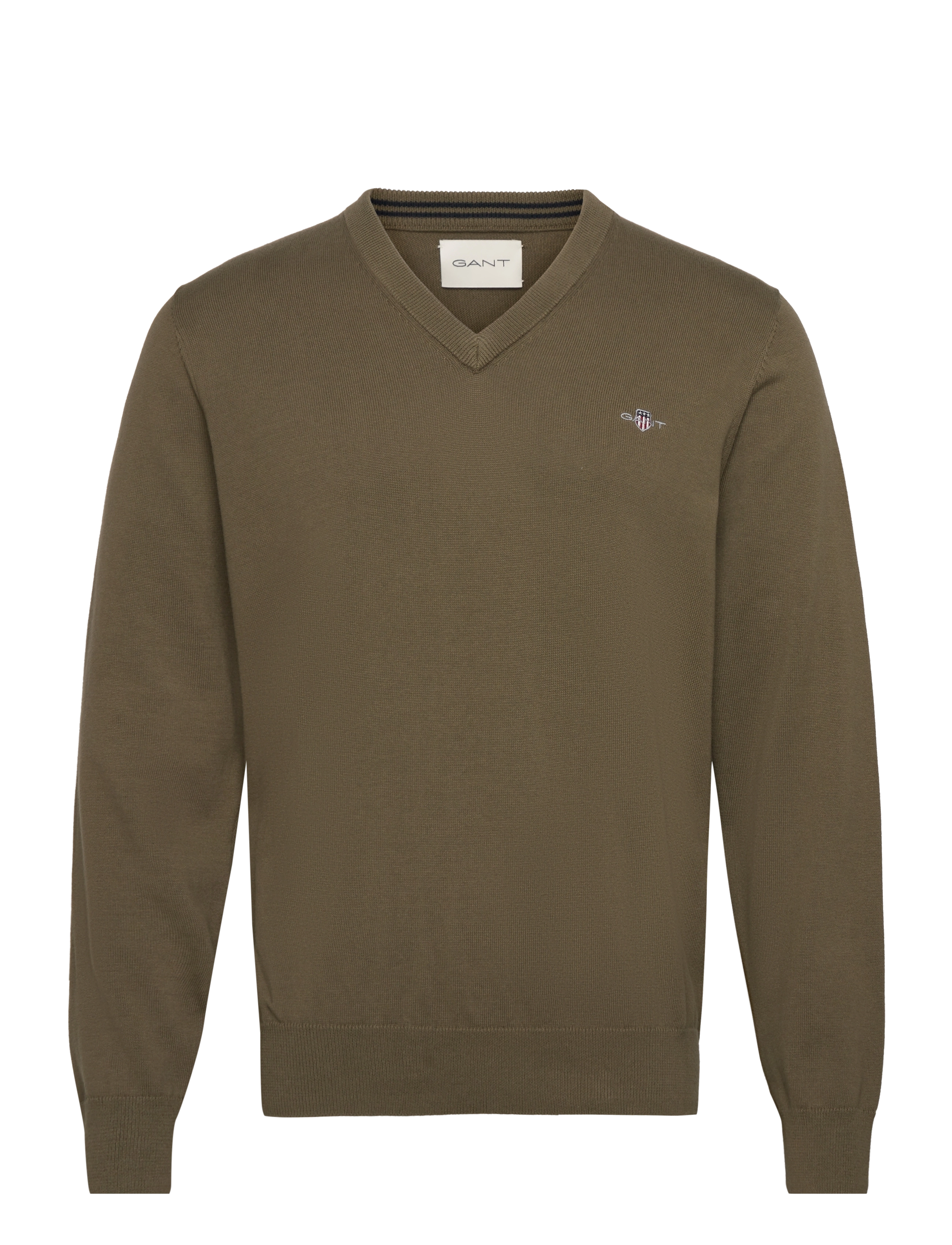 GANT Klassisch Baumwolle V-Ausschnitt Khaki - S - Herren