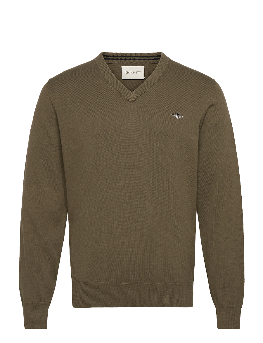 Gant - CLASSIC COTTON V-NECK - megztiniai su v formos apykakle - juniper green - 1
