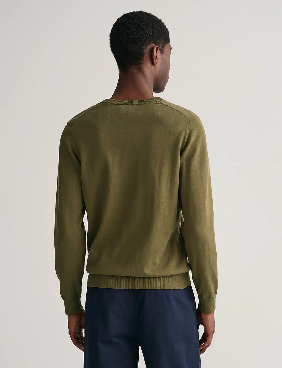 Gant - CLASSIC COTTON V-NECK - megztiniai su v formos apykakle - juniper green - 3