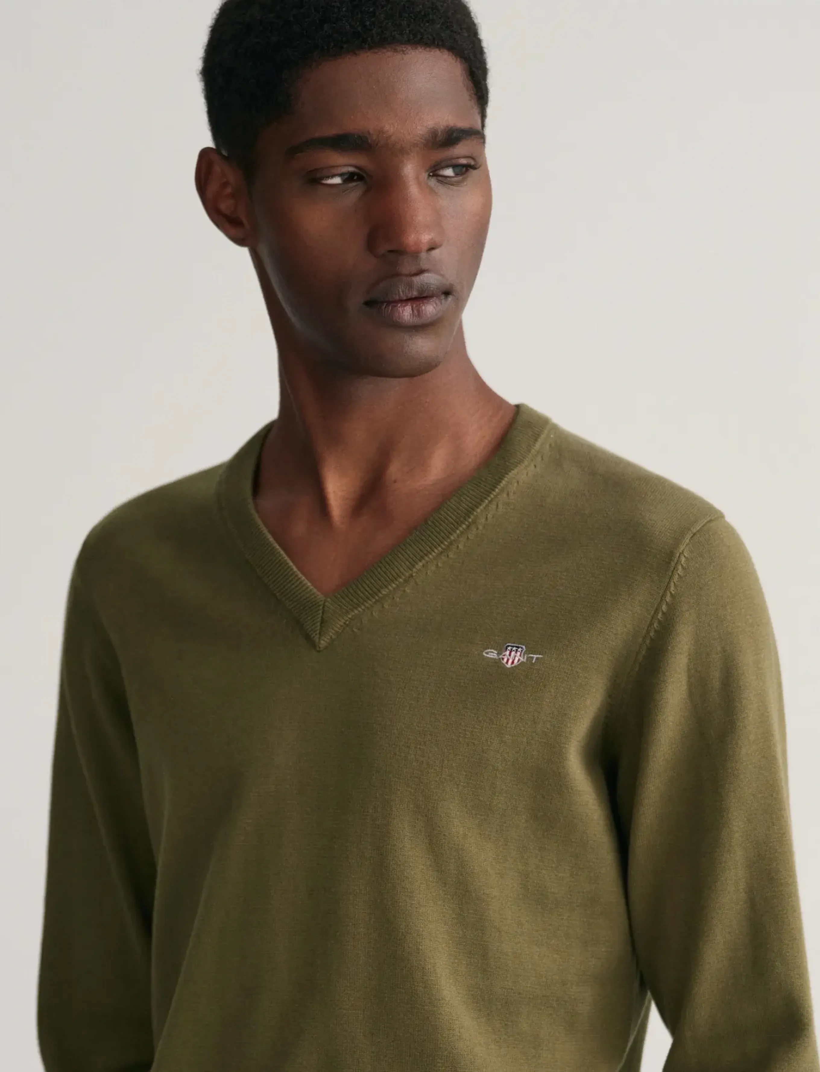 Gant - CLASSIC COTTON V-NECK - megztiniai su v formos apykakle - juniper green - 4