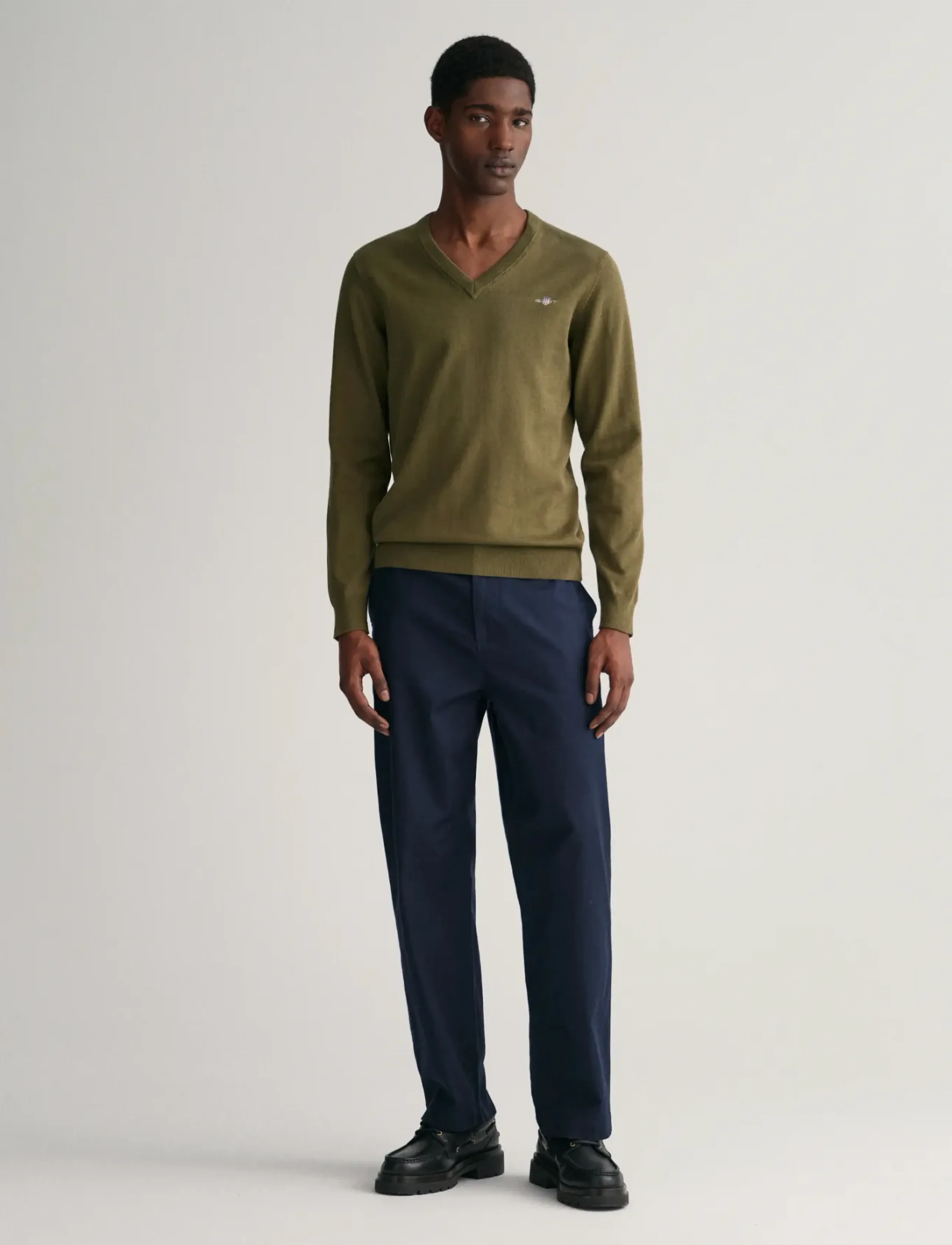 Gant - CLASSIC COTTON V-NECK - megztiniai su v formos apykakle - juniper green - 5