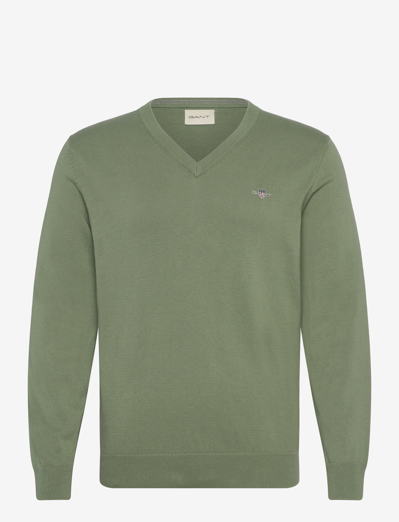 GANT - CLASSIC COTTON V-NECK - adījumi ar v veida kakla izgriezumu - kalamata green - 1