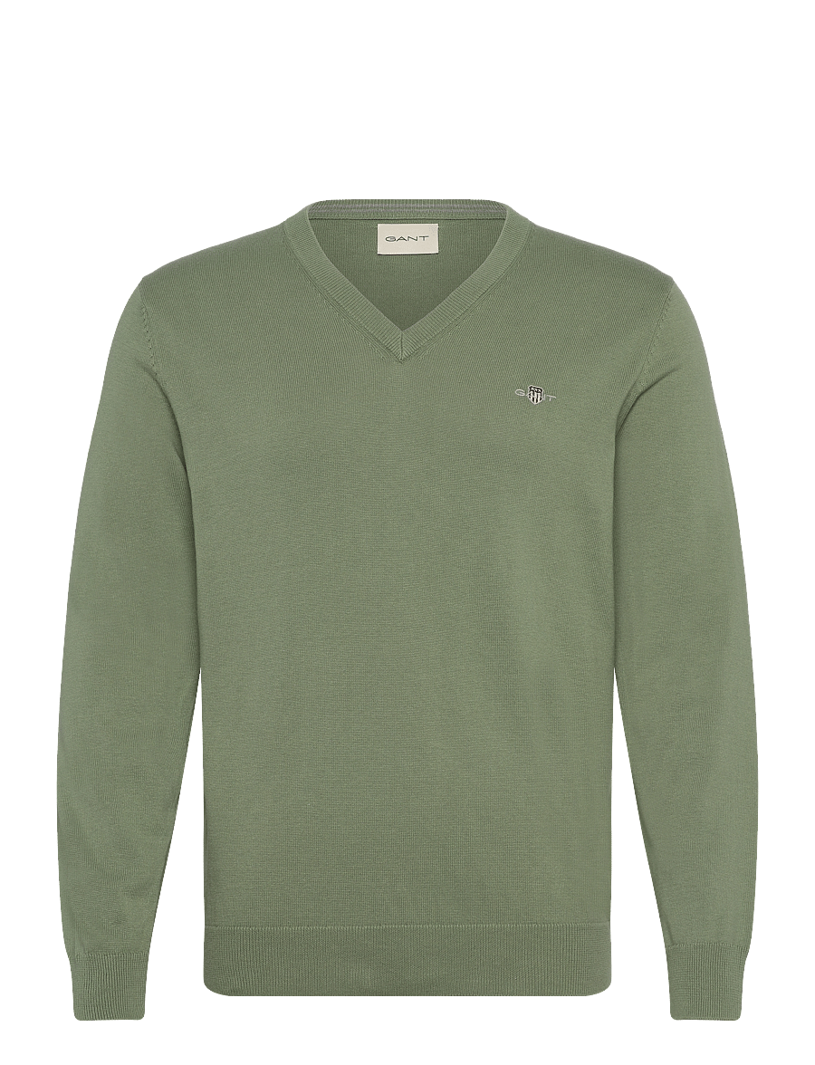 Gant - CLASSIC COTTON V-NECK - v-kaelusega kudumid - kalamata green - 1