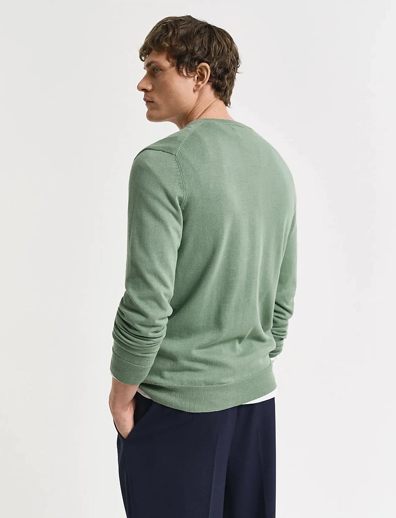 GANT - CLASSIC COTTON V-NECK - adījumi ar v veida kakla izgriezumu - kalamata green - 3