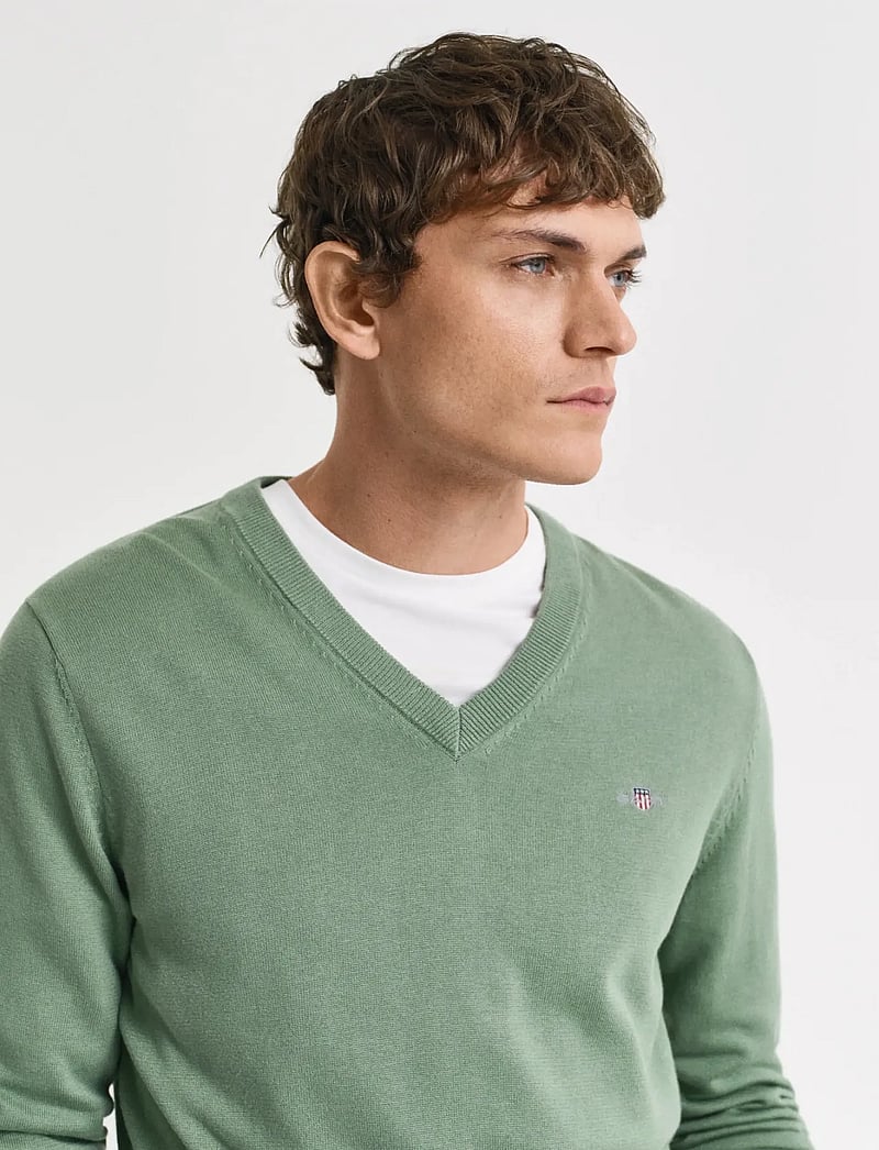 GANT - CLASSIC COTTON V-NECK - adījumi ar v veida kakla izgriezumu - kalamata green - 4