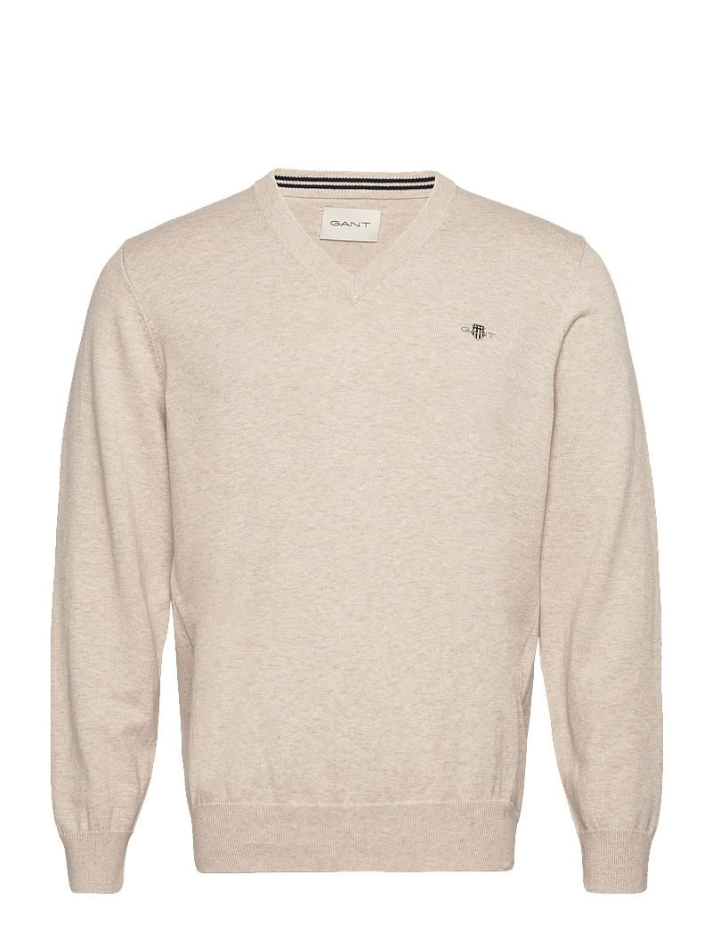 Gant - CLASSIC COTTON V-NECK - v-hals - light beige melange - 1